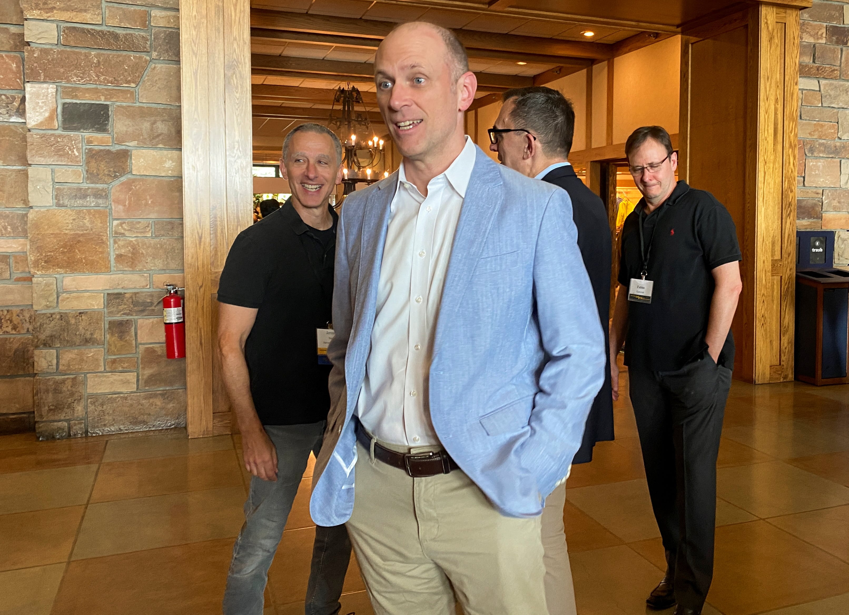 Chicago Fed President Austan Goolsbee reacts as he heads into the Kansas City Fed's annual economic symposium in Jackson Hole, Wyoming, U.S., August 24, 2023. 