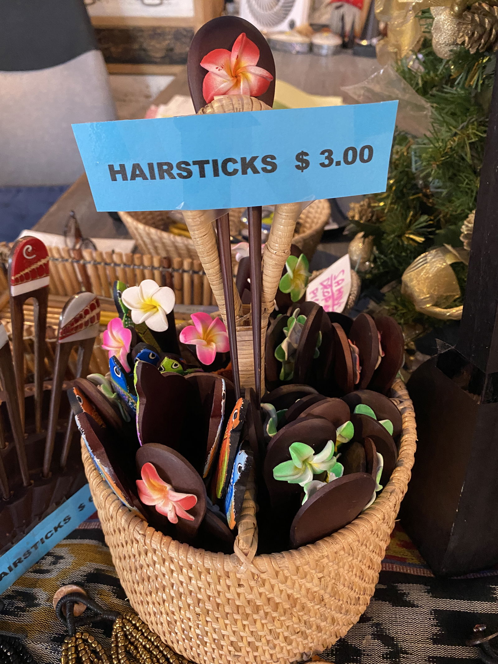 Hair sticks for $3 at Monika’s Treasures.