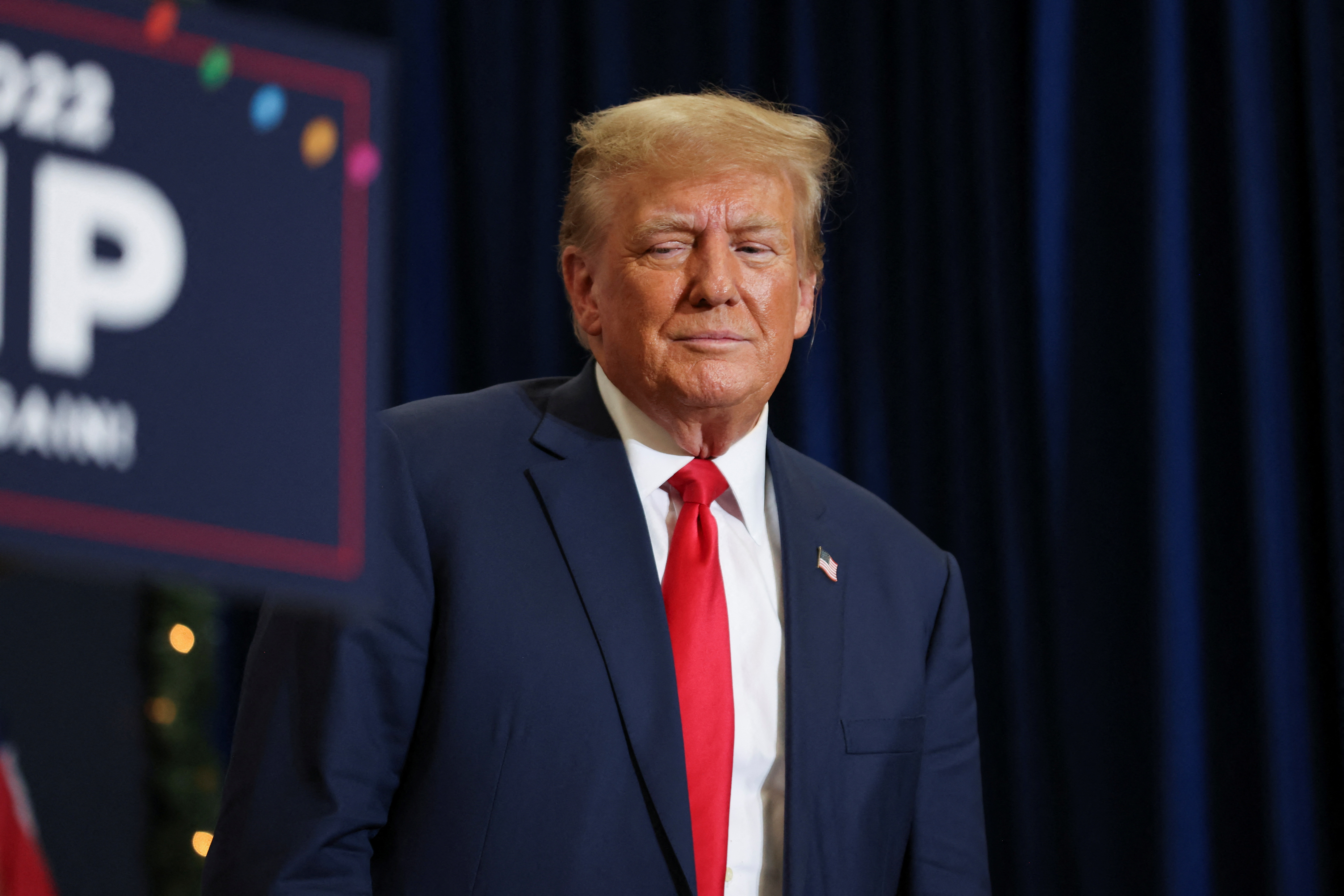 Republican presidential candidate and former U.S. President Donald Trump attends a campaign event in Waterloo, Iowa, U.S. December 19, 2023. 