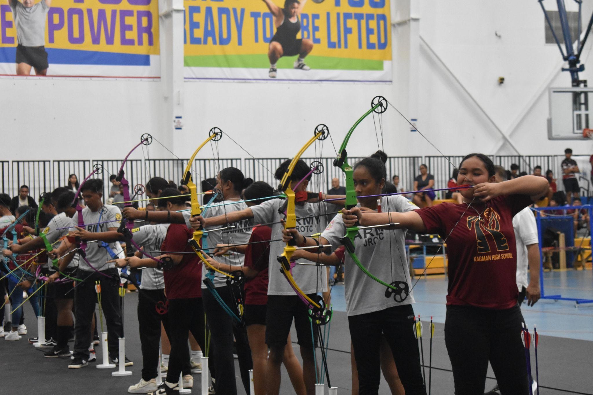 Southern High School and Kagman High School Archery teams in action.