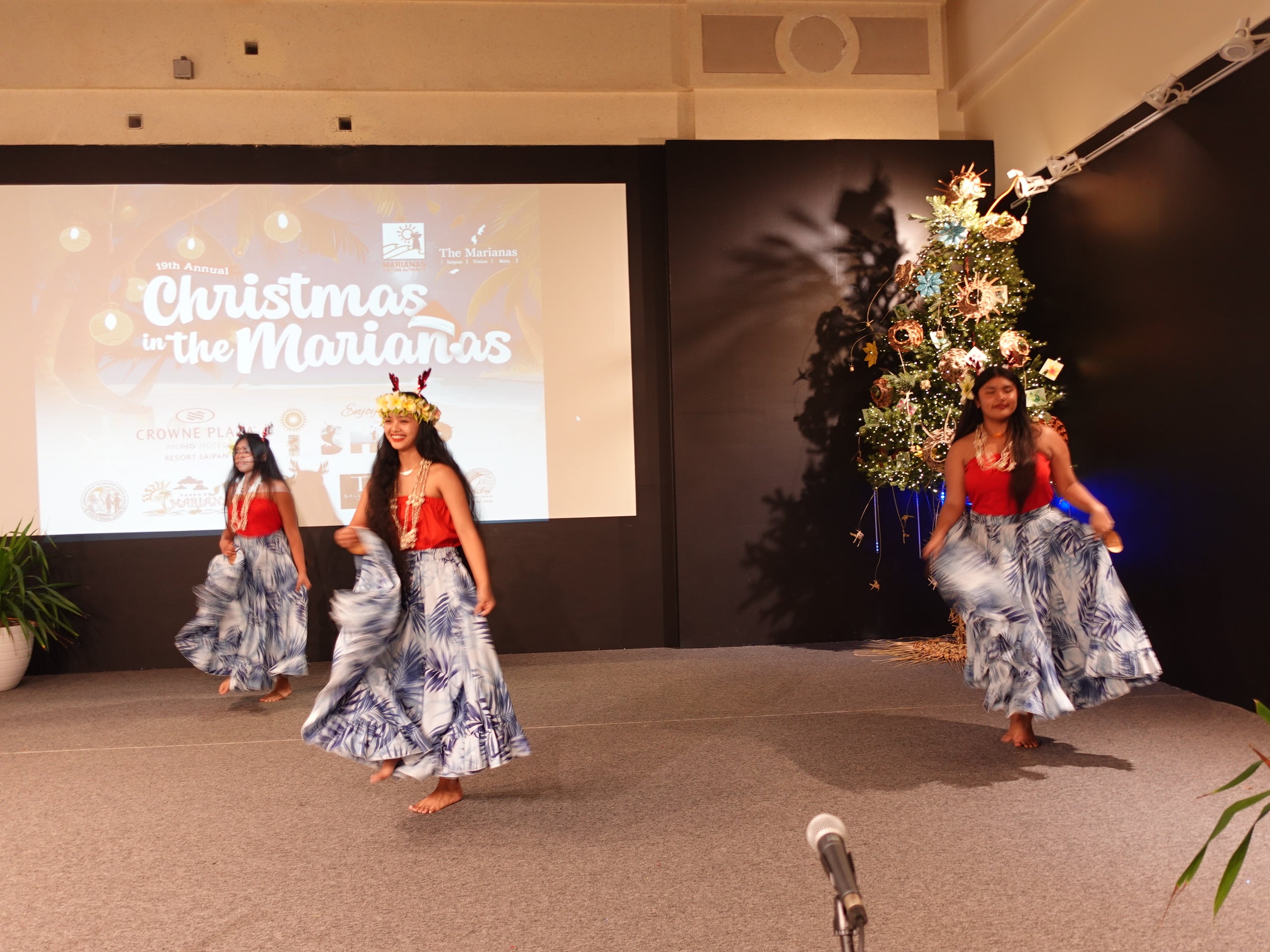 Dancers perform a Chamorro dance at the 19th Annual Christmas in the Marianas on Dec. 16, 2023, at T Galleria in Garapan, Saipan.  