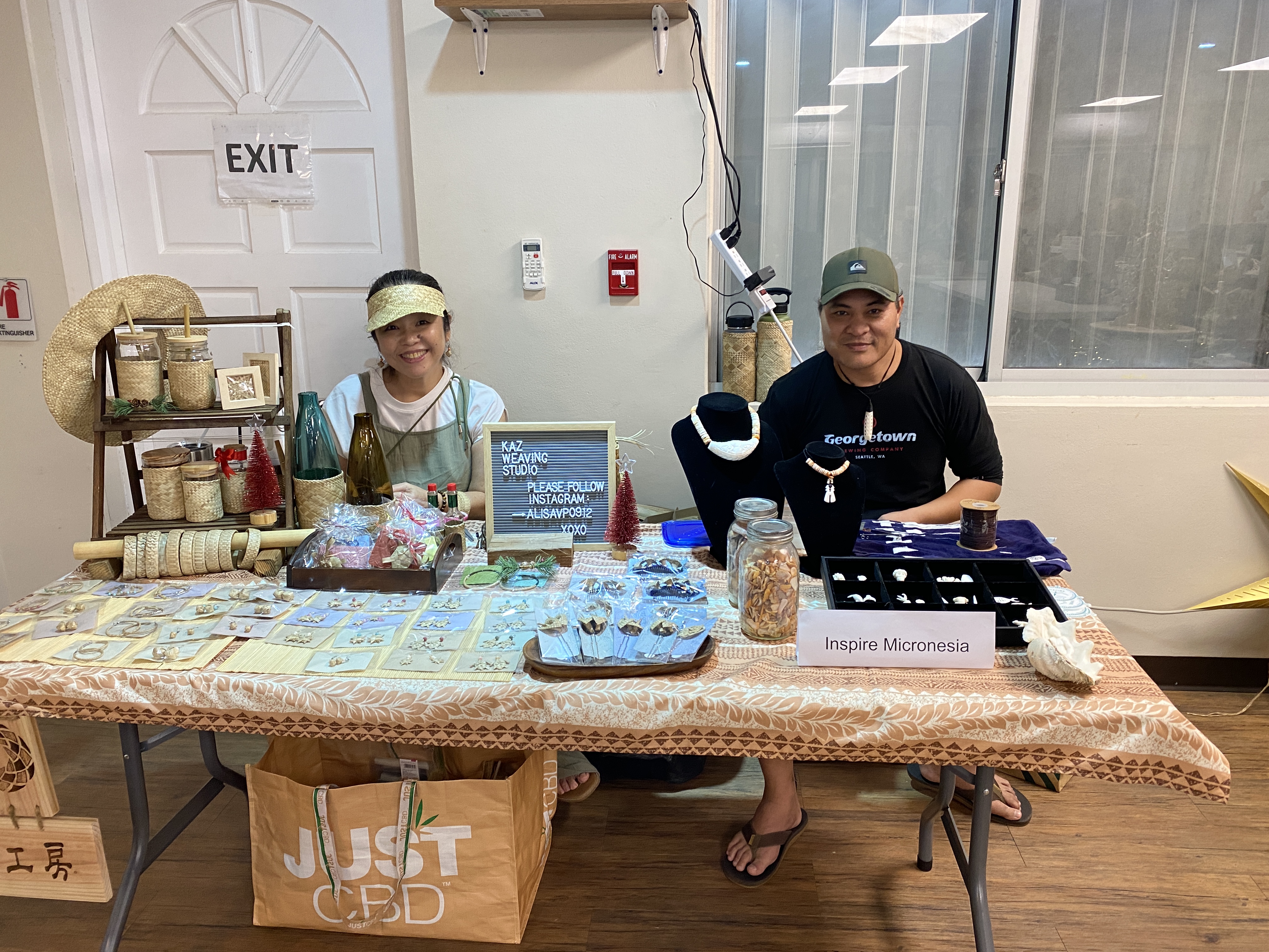 Kaz Weaving Studio and Inspire Micronesia were at the holiday art bazaar to sell their local handmade jewelry.