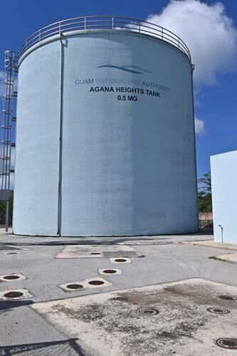 A Guam Waterworks Authority water tank on Wednesday, Dec. 20, 2023, in Agana Heights. The Guam Environmental Protection Agency is working to establish interim action levels for dieldrin, a banned insecticide, when it's found in drinking water. 