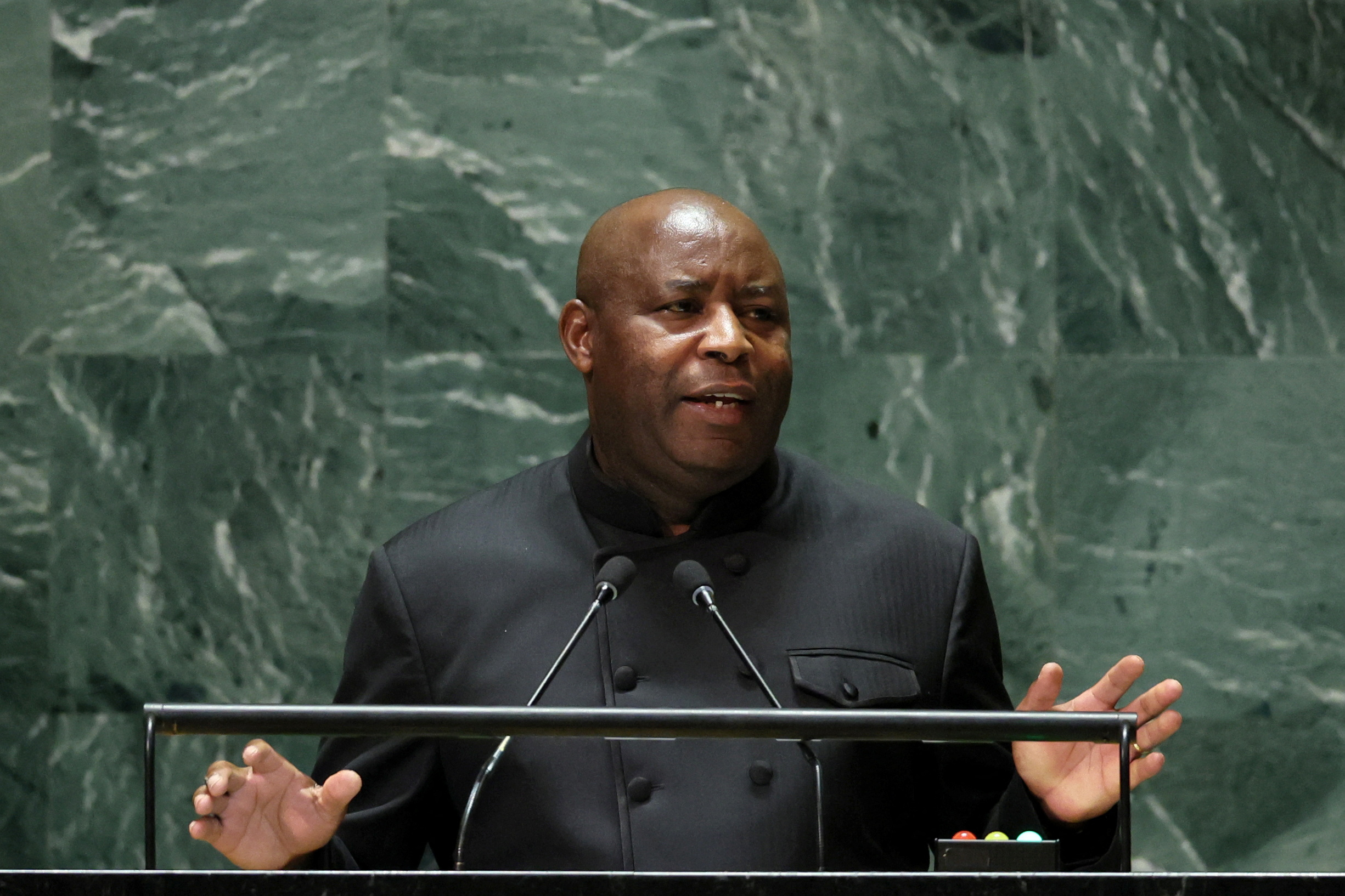 Burundi President Evariste Ndayishimiye addresses the 78th Session of the U.N. General Assembly in New York City, U.S., September 21, 2023. 