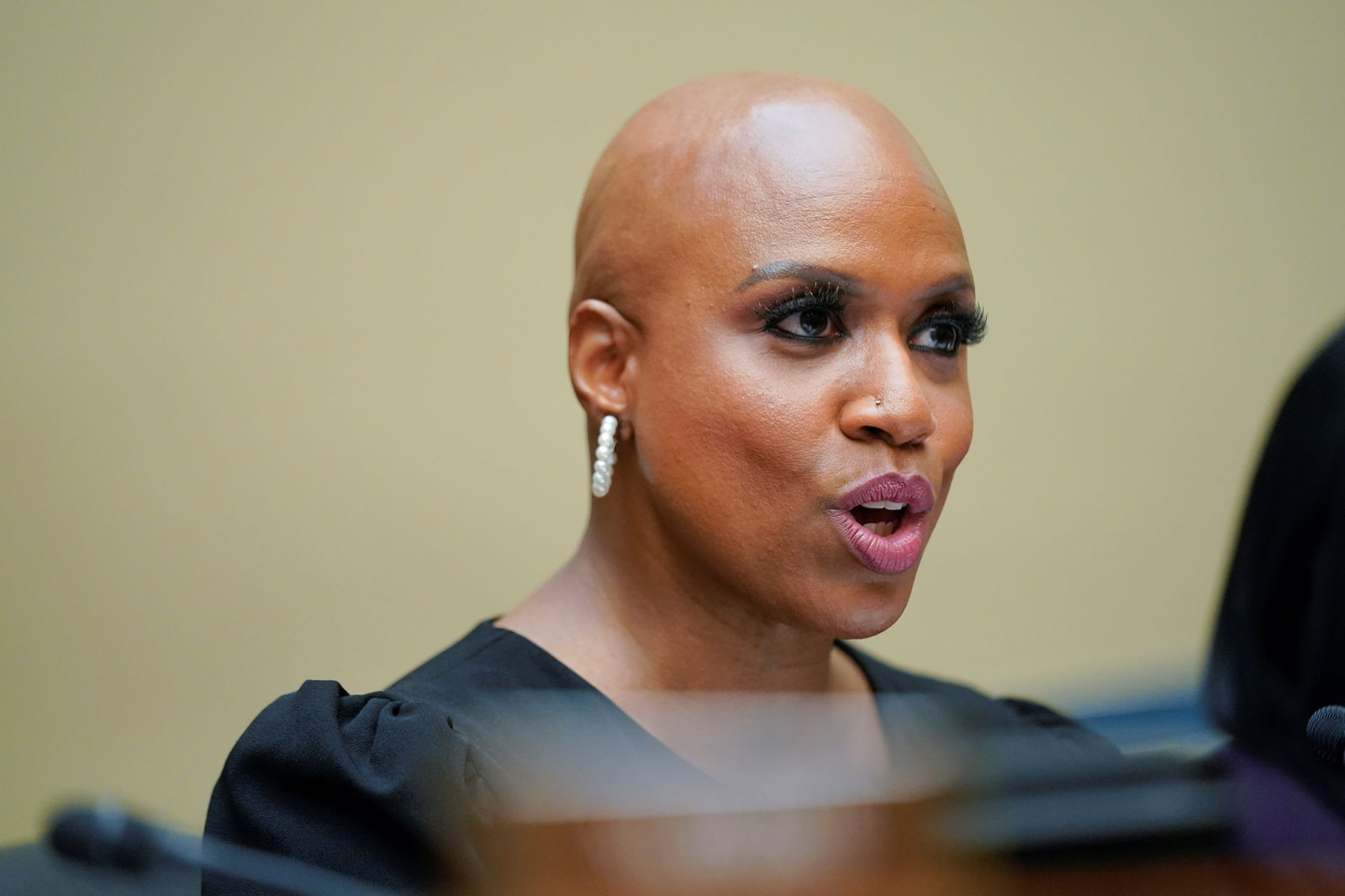 U.S. Representative Ayanna Pressley, D-Mass., speaks during a House Committee on Oversight and Reform hearing on gun violence on Capitol Hill in Washington, U.S. June 8, 2022. 