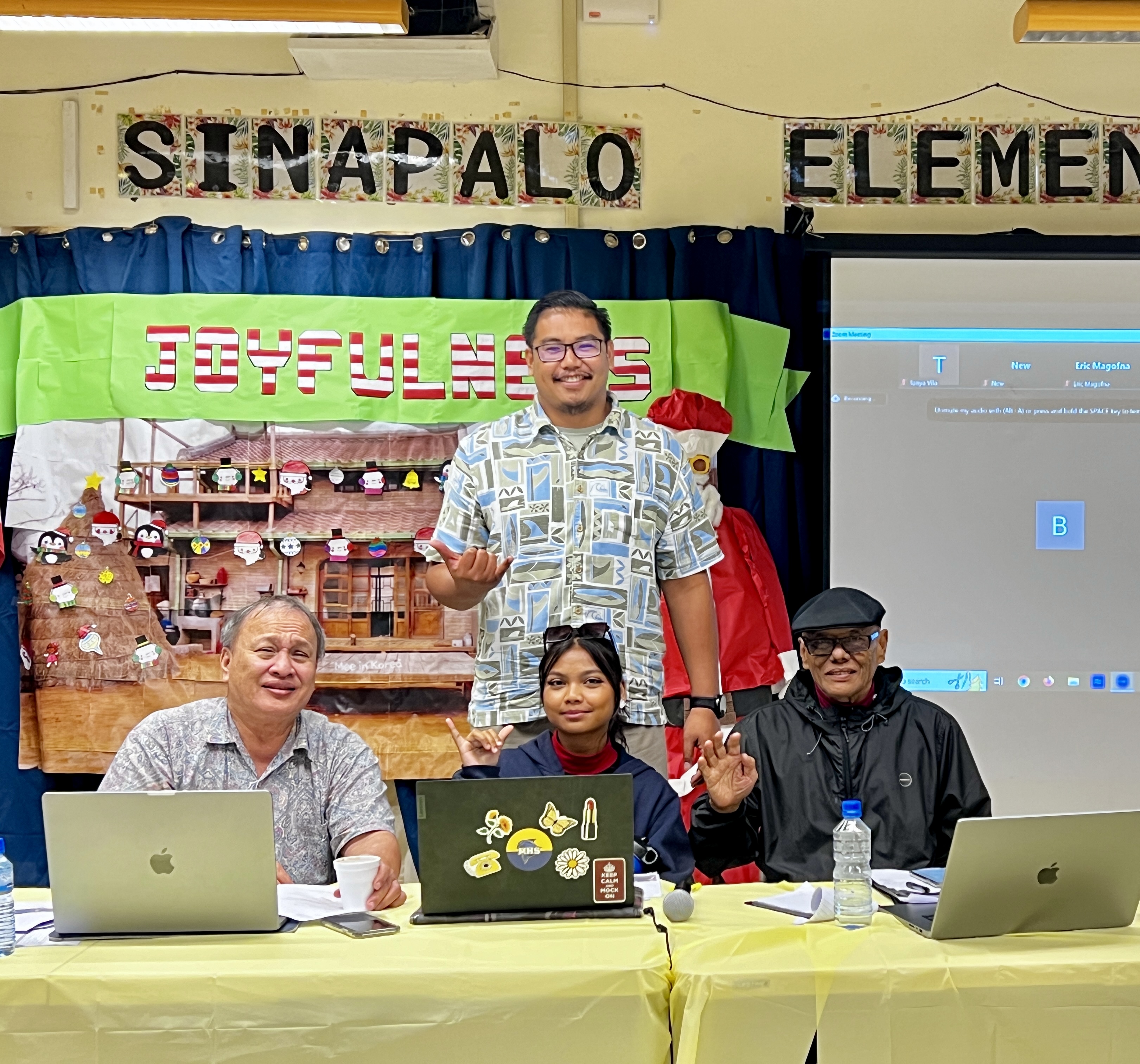 Board of Education Chairperson Antonio L. Borja, Vice Chairperson Herman Atalig, Member Andrew L. Orsini and Student Representative Jane Nicole Mozunder.