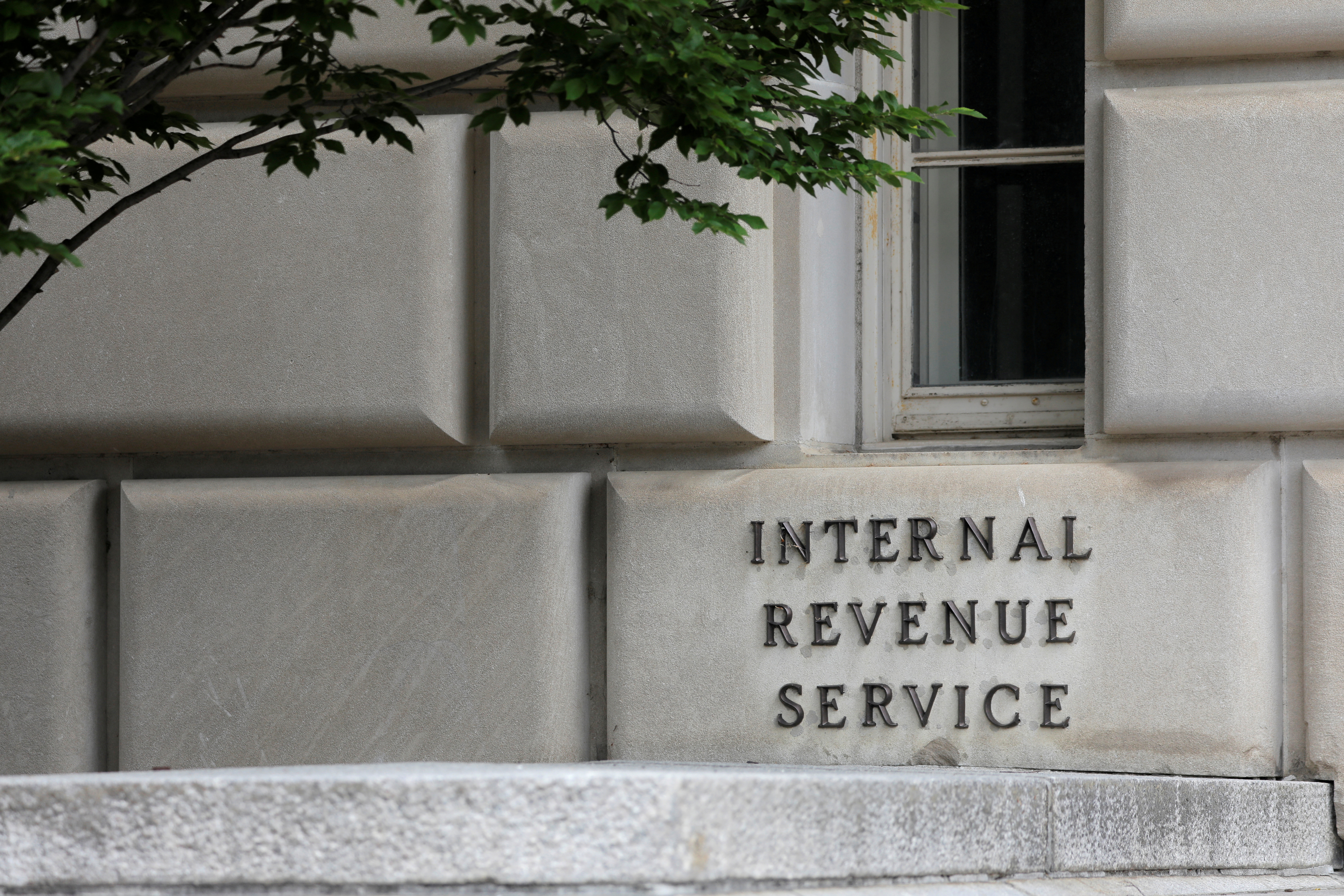 Signage is seen at the headquarters of the Internal Revenue Service (IRS) in Washington, D.C., U.S., May 10, 2021. 