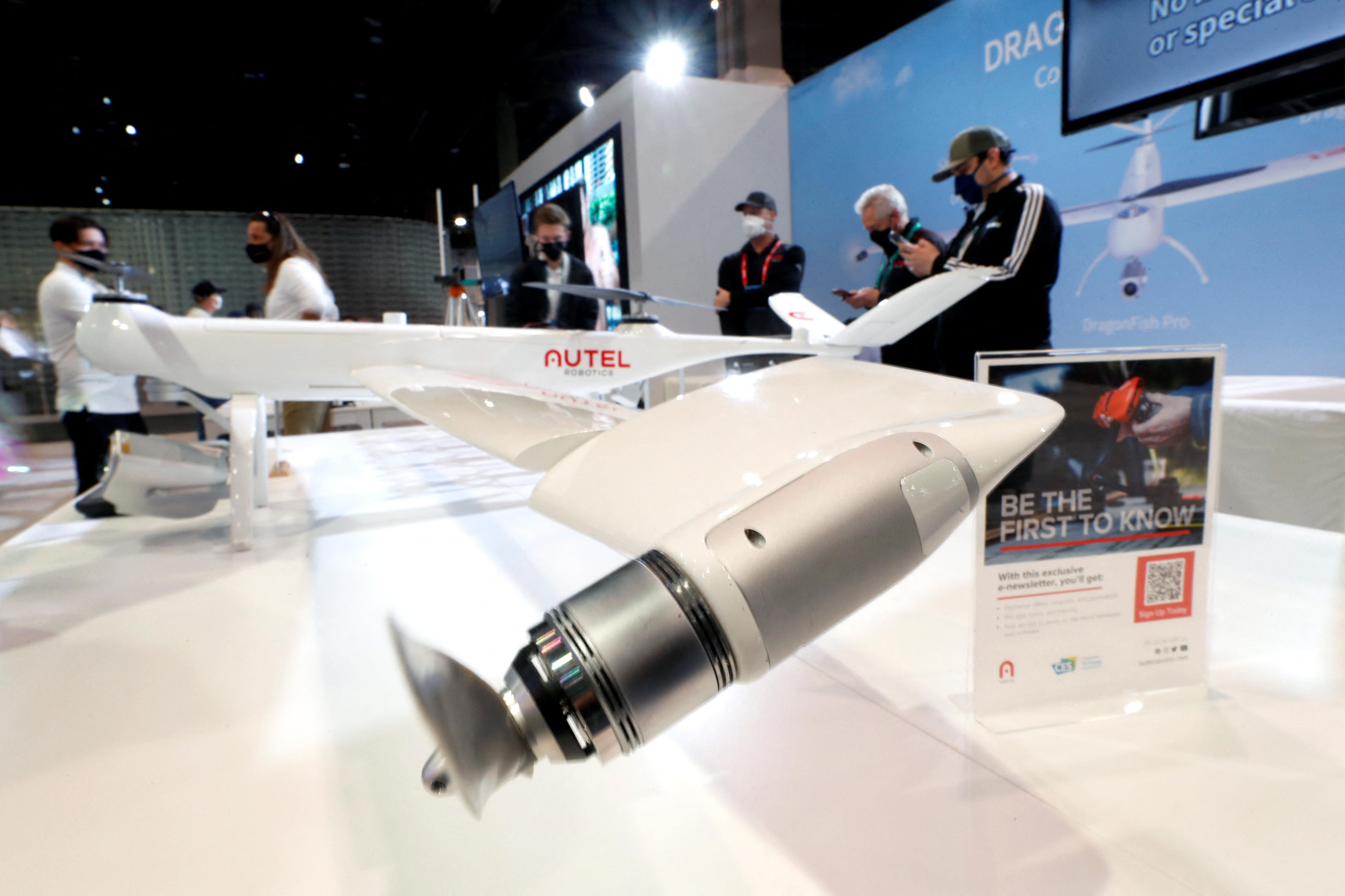An Autel Robotics Dragonfish Pro drone, with an 18-mile range, is displayed during CES 2022 at the Las Vegas Convention Center in Las Vegas, Nevada, U.S. January 5, 2022. 
