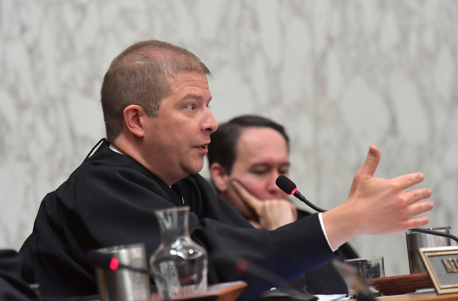 Georgia Supreme Court Presiding Judge Nels S.D. Peterson recently told the state House and Senate budget committees that "retention has become a serious problem" in the state's judicial system. "I can list anecdote after anecdote of judges who have left the bench because they can't afford to serve anymore. In my court, the Supreme Court, in just the last three years, we have seen three of our justices in a position where they needed to leave to be able to afford college for their kids." (Hyosub Shin/The Atlanta Journal-Constitution/TNS)