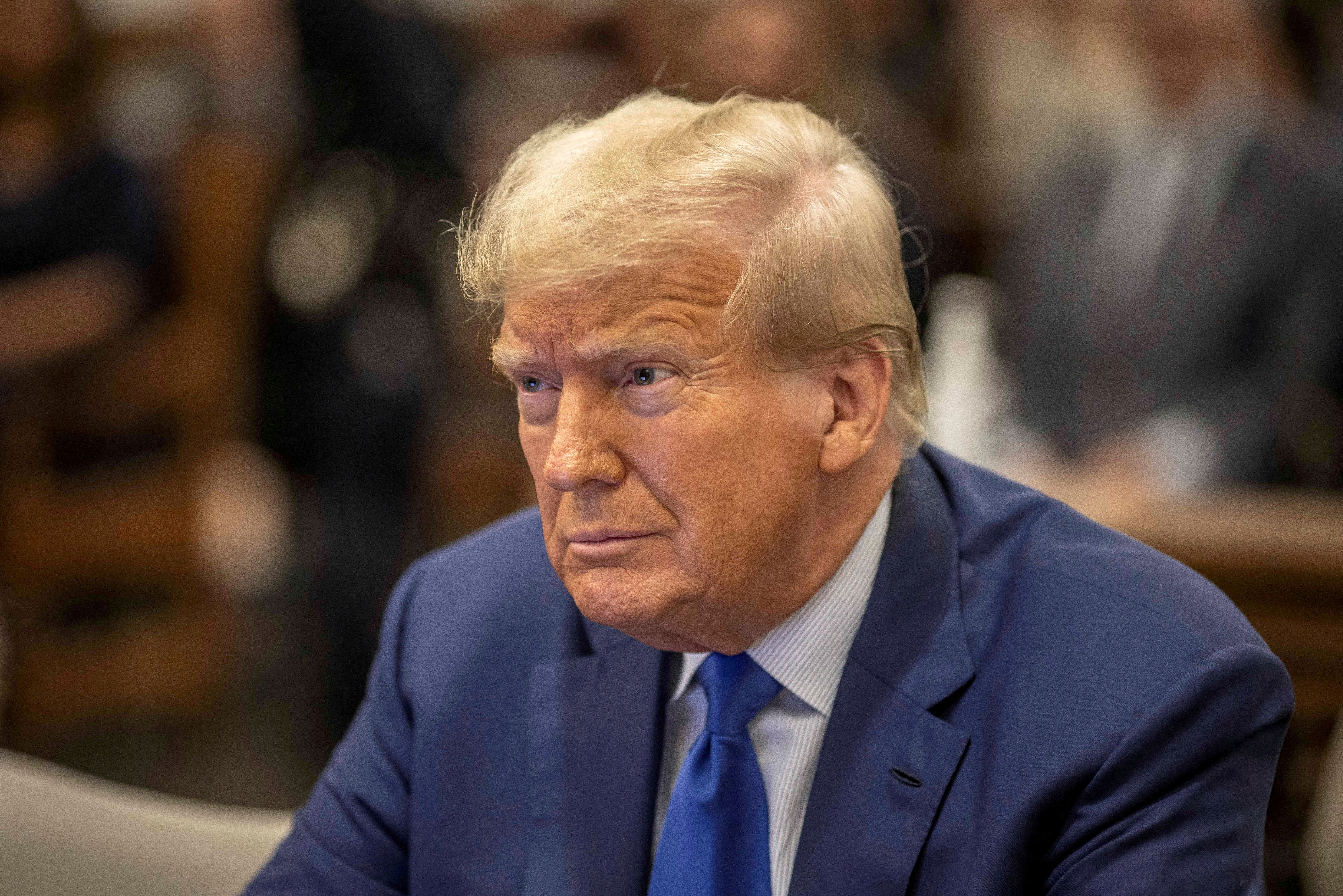 Former U.S. President Donald Trump attends the Trump Organization civil fraud trial, in New York State Supreme Court in the Manhattan borough of New York City, U.S., October 25, 2023. 
