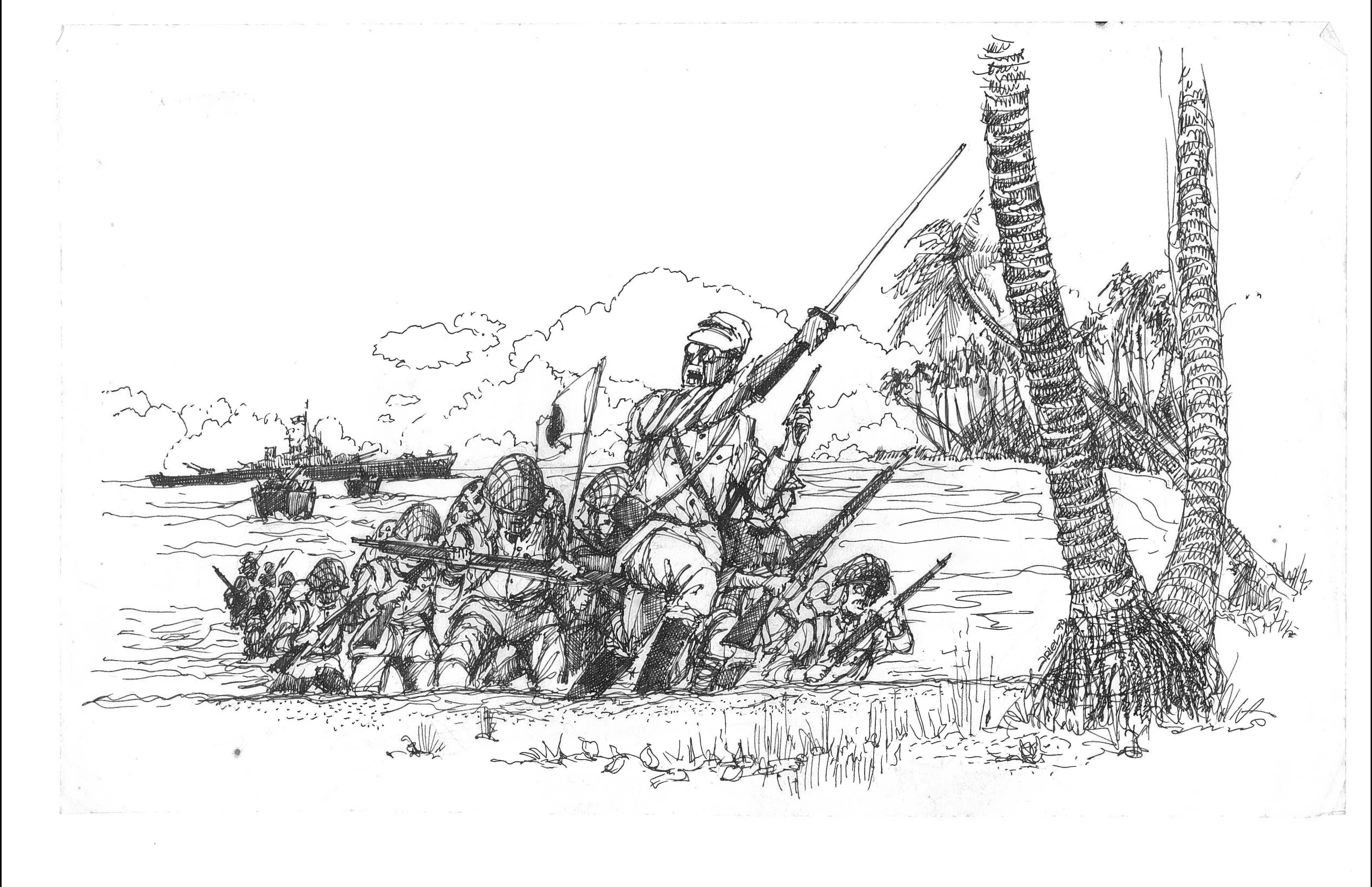 The first of the elite Japanese invasion force landed at Agat Beach.