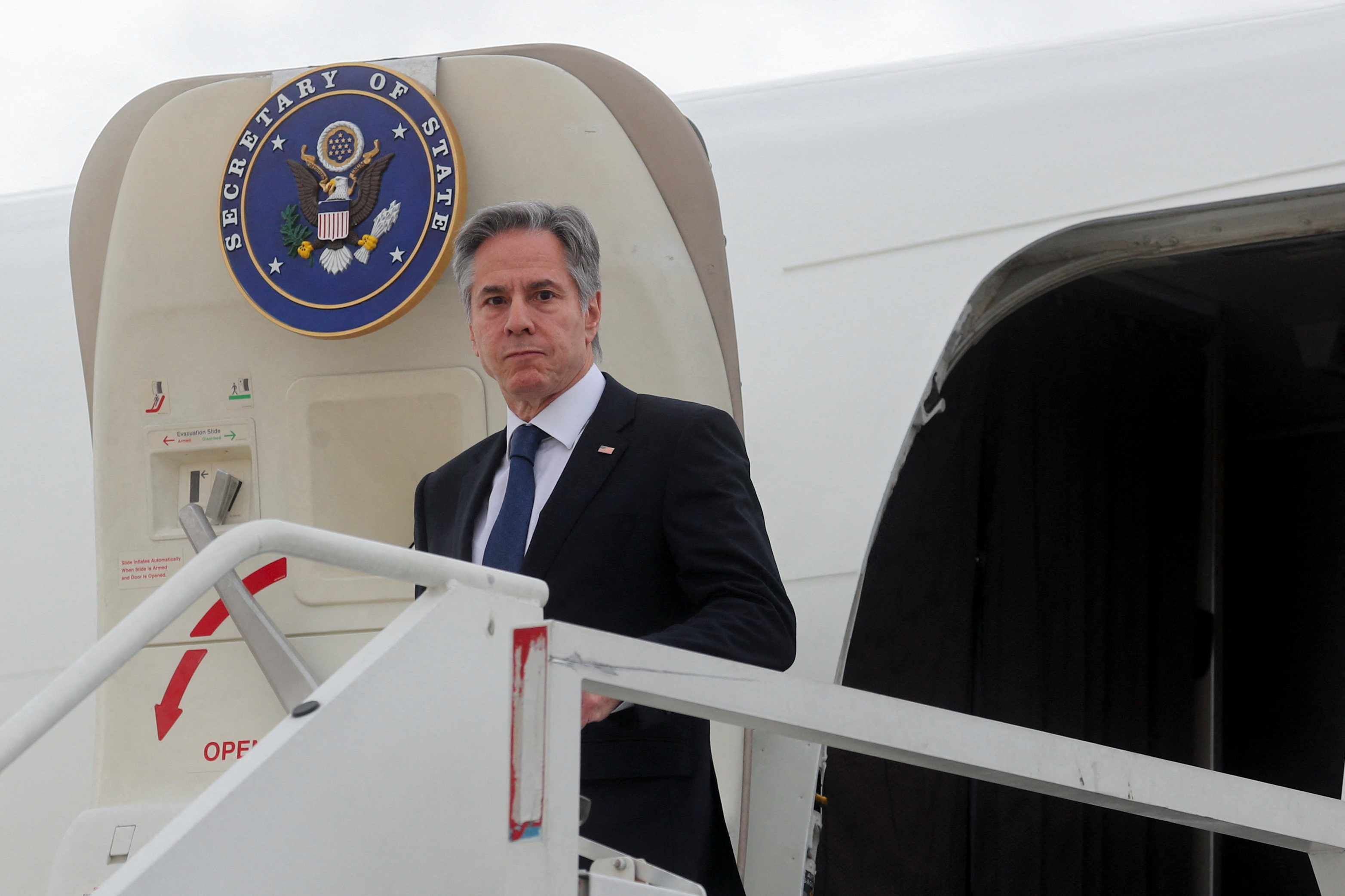 U.S. Secretary of State Antony Blinken arrives at Felipe Angeles International Airport in Zumpango, Mexico December 27, 2023.