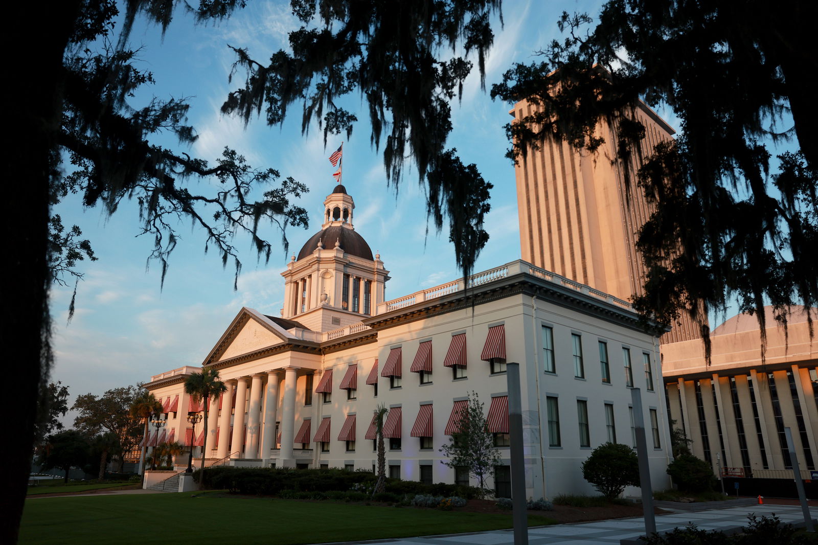 The Florida Historic Capitol sits near the 22-story New Capitol building, which together are part of the Capitol Complex on July 26, 2023, in Tallahassee, Florida. (Joe Raedle/Getty Images/TNS)