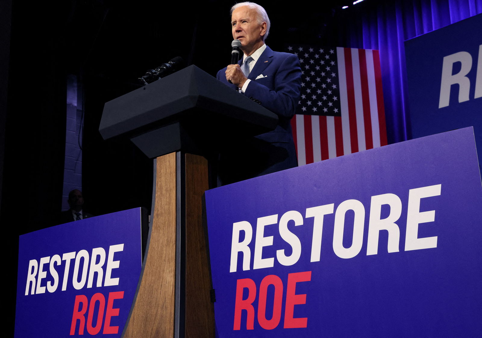U.S. President Joe Biden delivers remarks on abortion rights in a speech hosted by the Democratic National Committee (DNC) at the Howard Theatre in Washington, U.S., October 18, 2022. 