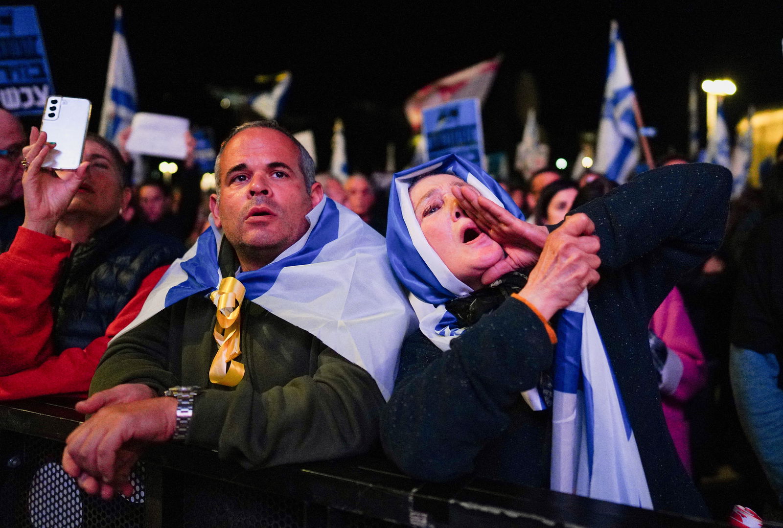 People protest against Israeli Prime Minister Benjamin Netanyahu's government in Tel Aviv, Israel, January 20, 2024. 