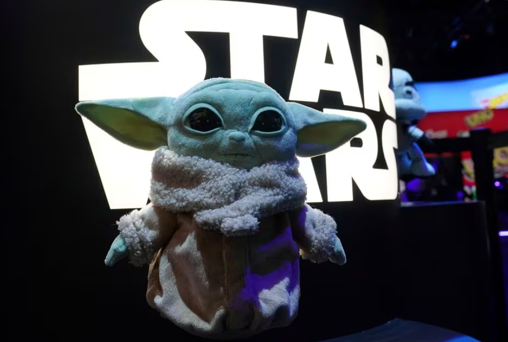 A Baby Yoda toy from Mattel is pictured in the Manhattan borough of New York City, New York, Feb. 21, 2020.