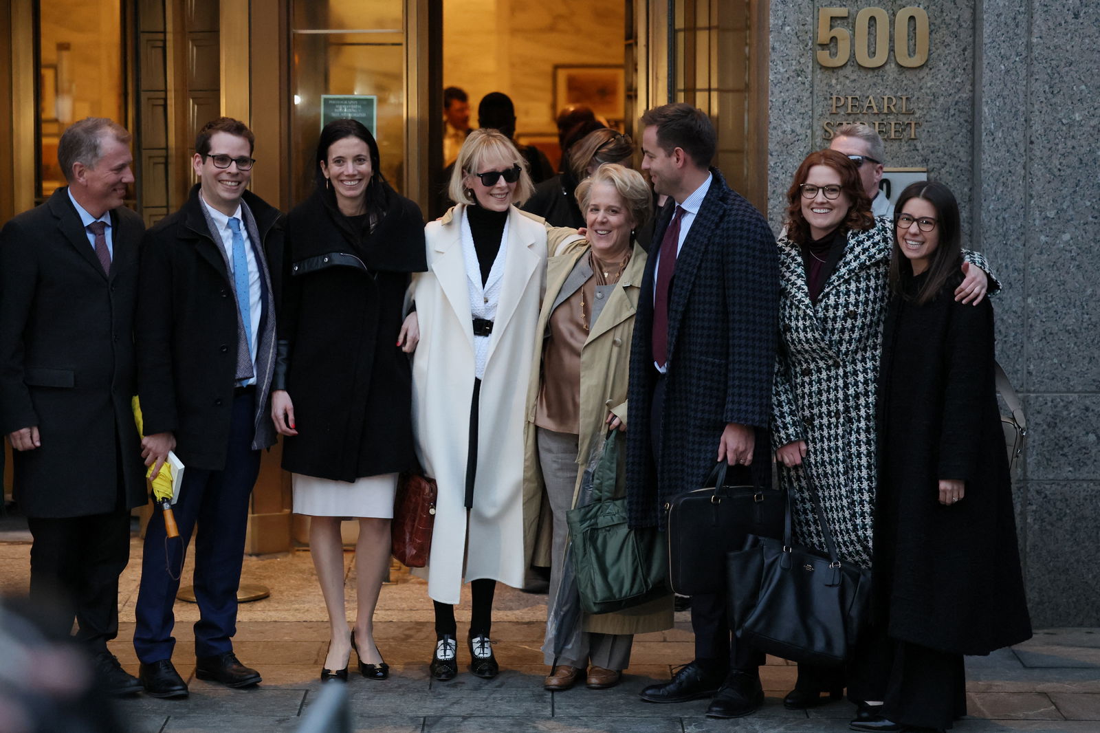 E. Jean Carroll and her attorneys Shawn Crowley and Roberta Kaplan walk outside the Manhattan Federal Court, after the verdict in the second civil trial after she accused former U.S. President Donald Trump of raping her decades ago, in New York City, U.S., January 26, 2024. 