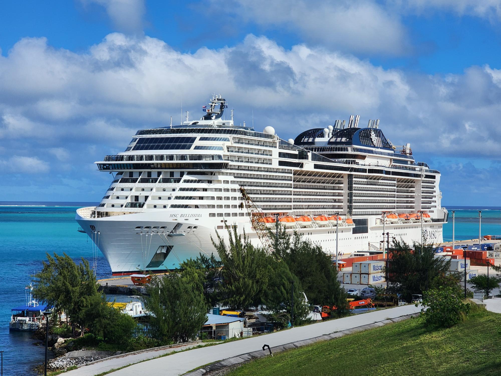 MSC Bellisima at the port of Saipan, Thursday.