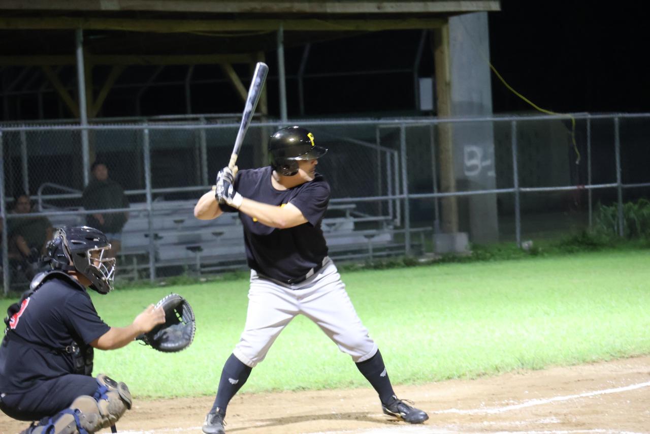 The Pirates' Peter Tomokane prepares for the upcoming pitch during an SBL Masters League game at the Francisco "Tan Ko" Palacios Baseball Field.
