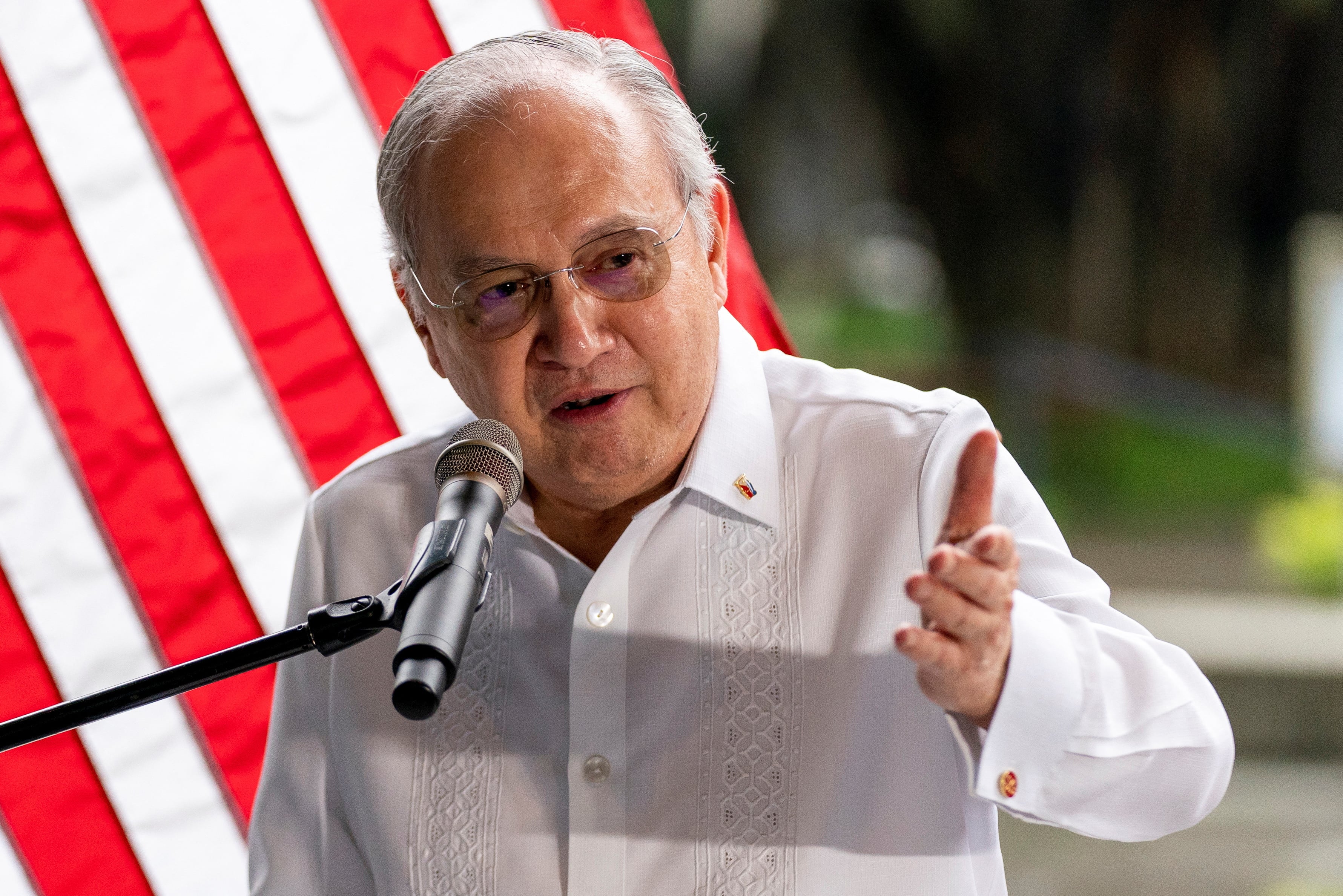 Philippine Ambassador to the U.S. Jose Manuel Romualdez speaks during a U.S. Trade and Development Agency Offshore Wind Grant Signing at Ayala Triangle Gardens in Manila, Philippines, August 6, 2022. 