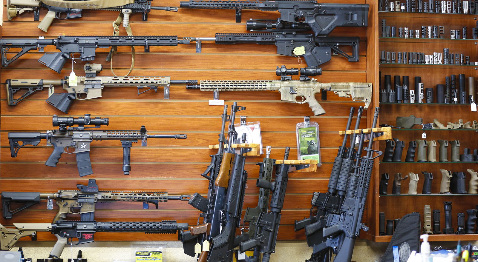 On March 19, 2020, at AO Sword Firearms in El Cajon, California, a large variety of guns, from rifles to handguns, were available for purchase. David Chong, owner of AO Sword Firearms, said then that 90% of an increase in business came from new gun owners. (Nelvin C. Cepeda/The San Diego Union-Tribune/TNS)