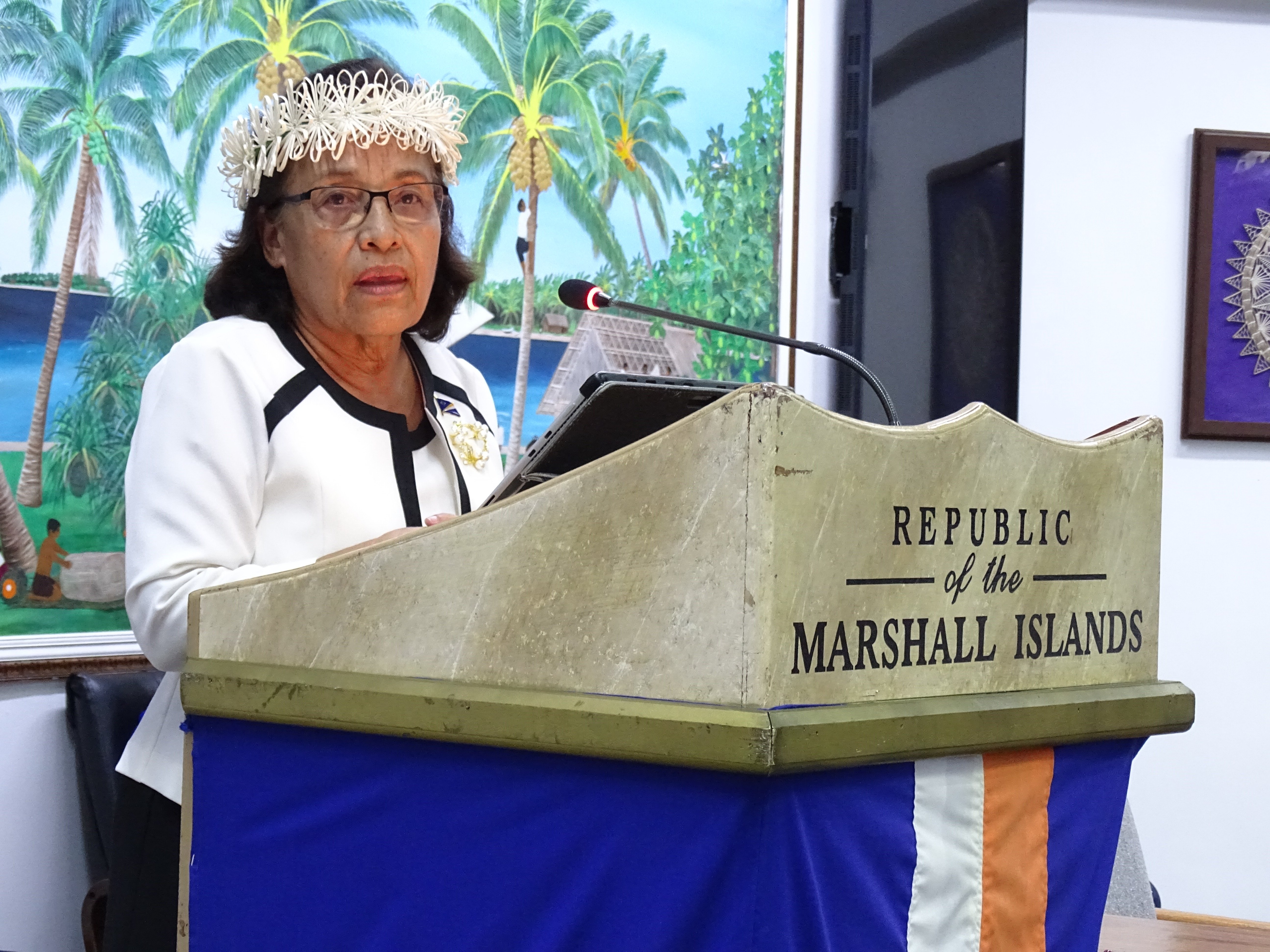 New President Hilda Heine spoke at the Nitijela (parliament) after being sworn in for her second term of office on January 3.