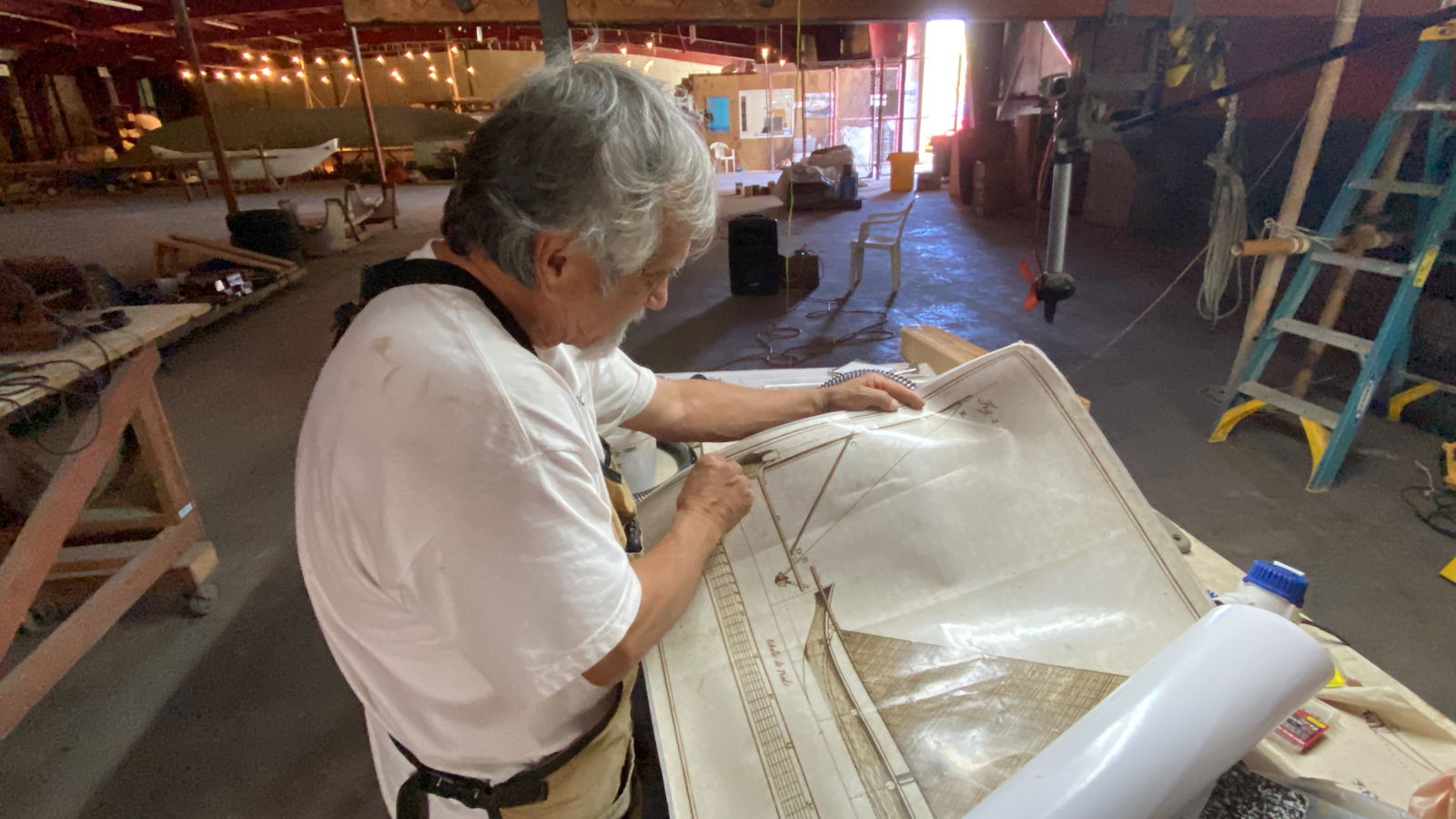 Mario Borja would like to see the development of ethnomathematics curriculum centered on the sakman in the Marianas. He used the Anson Drawing, which he holds in his hands, to create Che'lu.