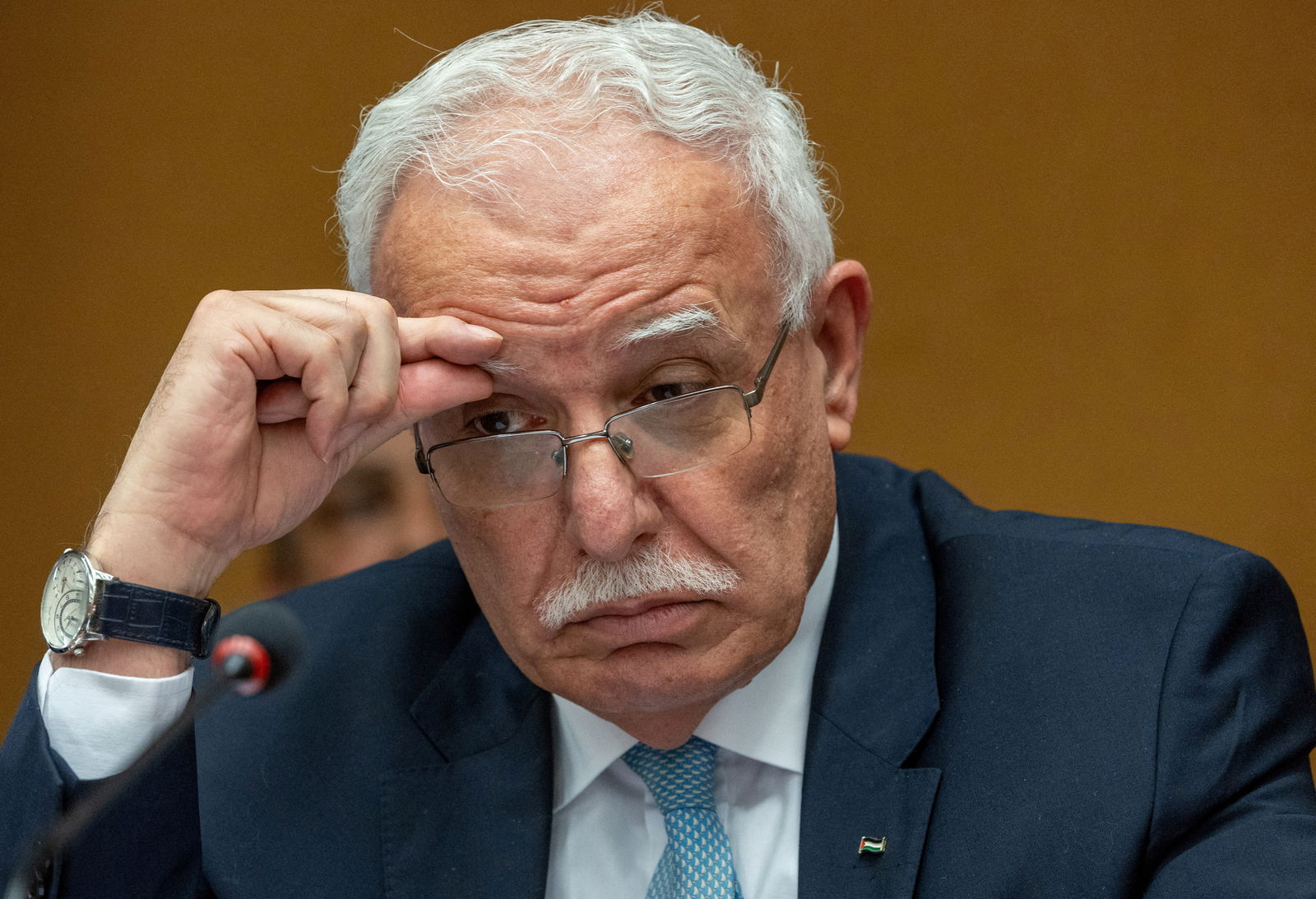 Foreign Minister of the Palestinian National Authority Riyad al-Maliki attends a side event during an event commemorating the 75th Anniversary of the Universal Declaration of Human Rights, amid the ongoing conflict between Israel and the Palestinian Islamist group Hamas, at the United Nations in Geneva, Switzerland, December 12, 2023. 
