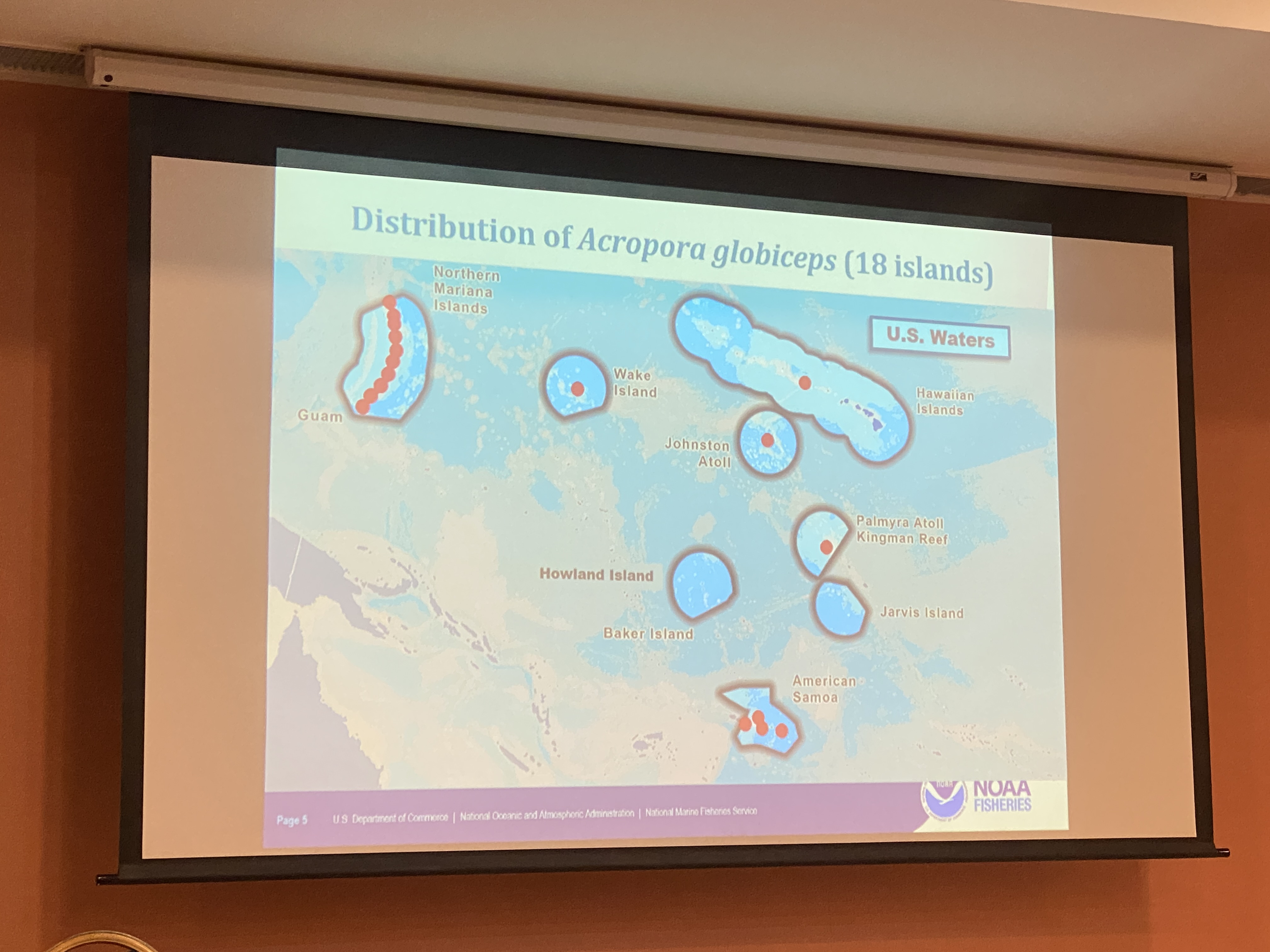 This map displays some of the areas where the Acropora globiceps can be found. 