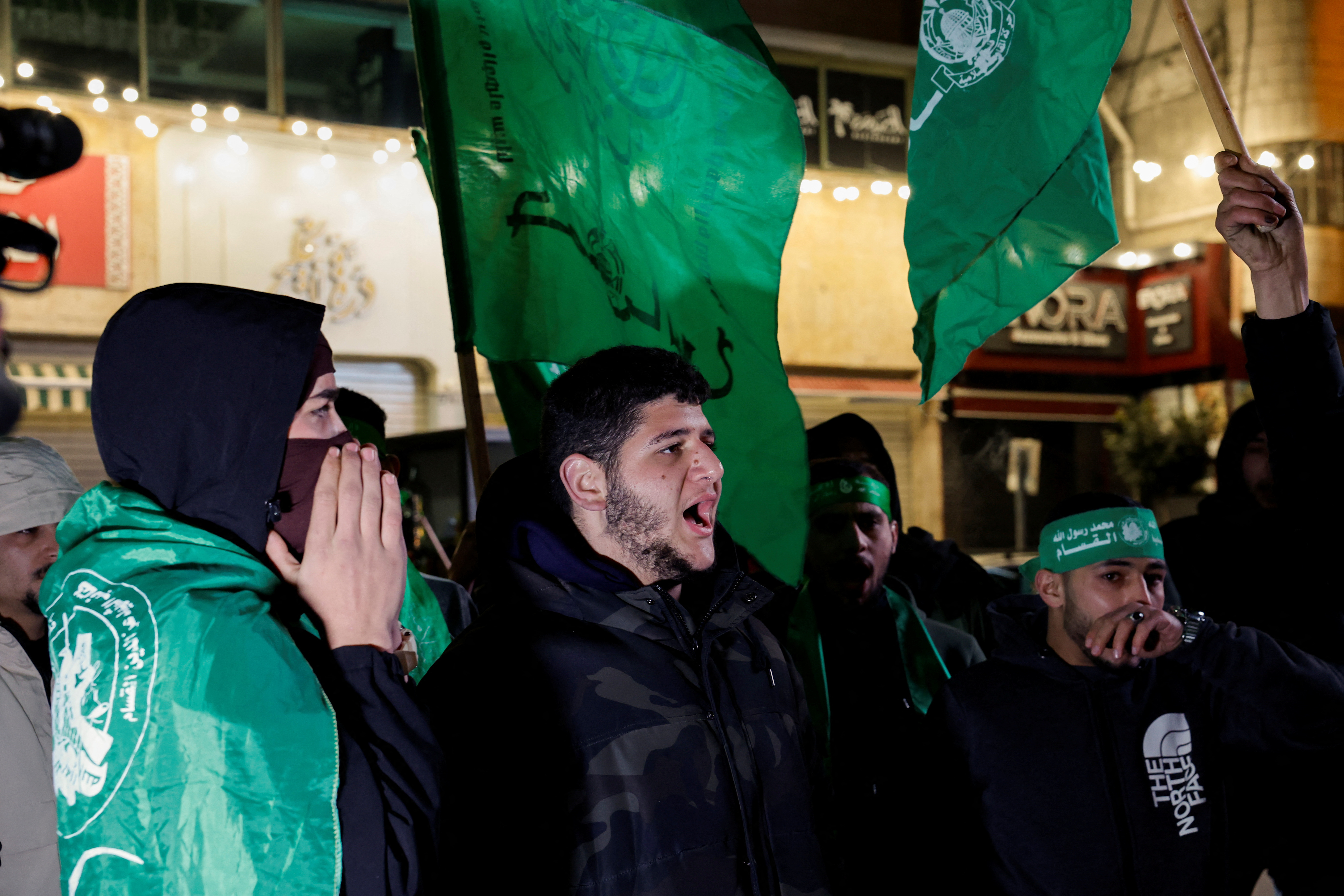 Palestinians take part in a protest against the killing of senior Hamas official, Saleh al-Arouri, in Hebron in the Israeli-occupied West Bank January 2, 2024. 