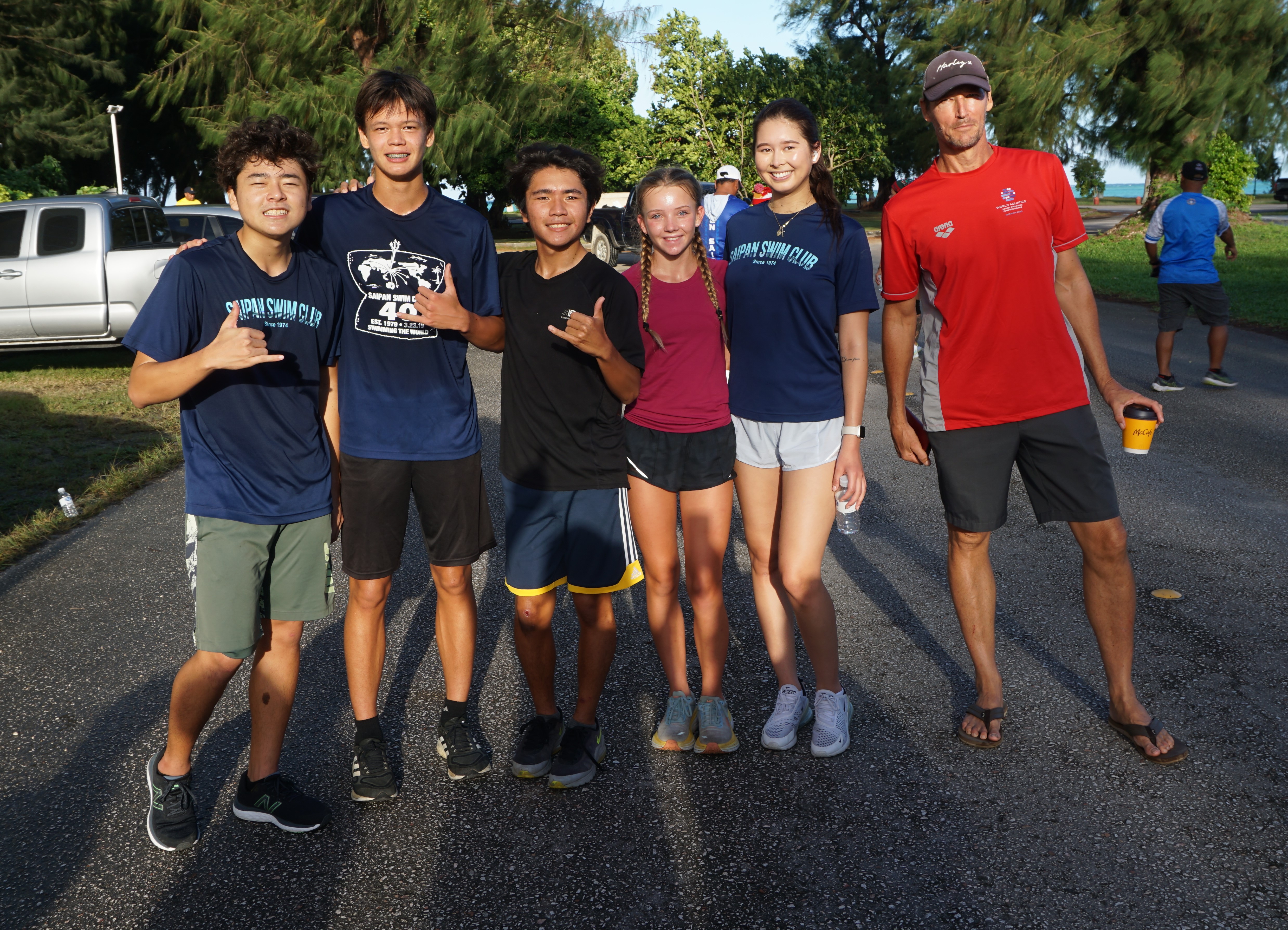 The Saipan Swim Club poses for a photo.