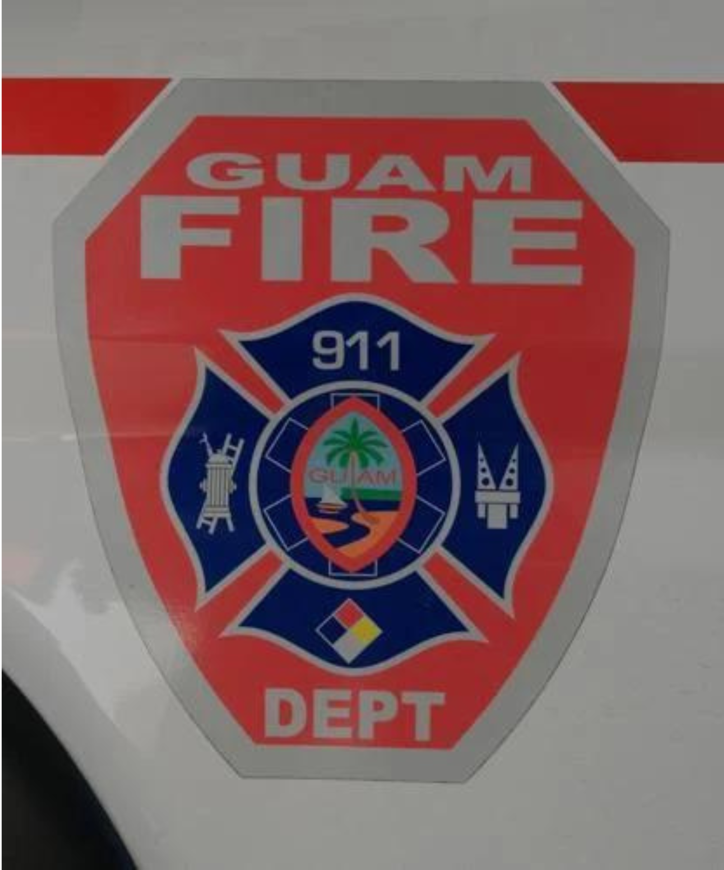 The Guam Fire Department shield is seen Wednesday, Jan. 3, 2024, in Tamuning. 