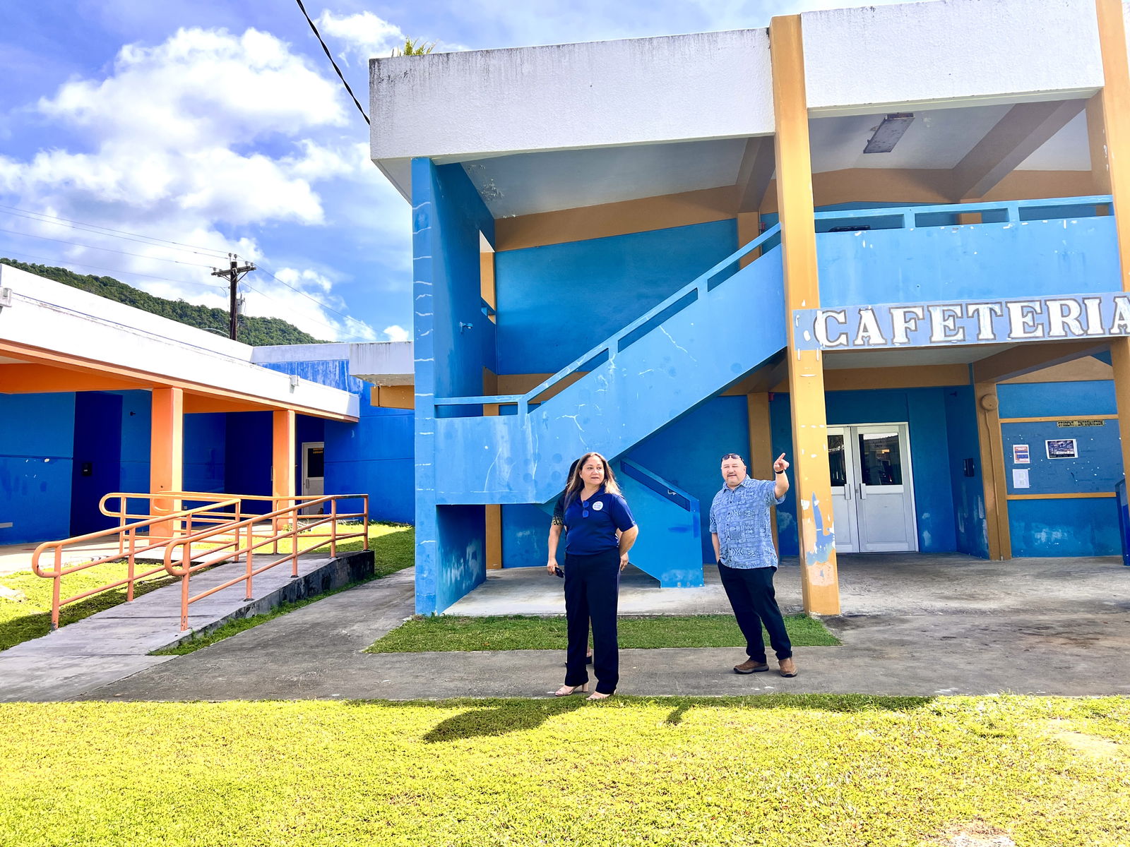 Commissioner of Education Dr. Lawrence Camacho with Special Education Program Director Donna M. Flores at Dr. Rita Hocog Inos Junior-Senior High School.