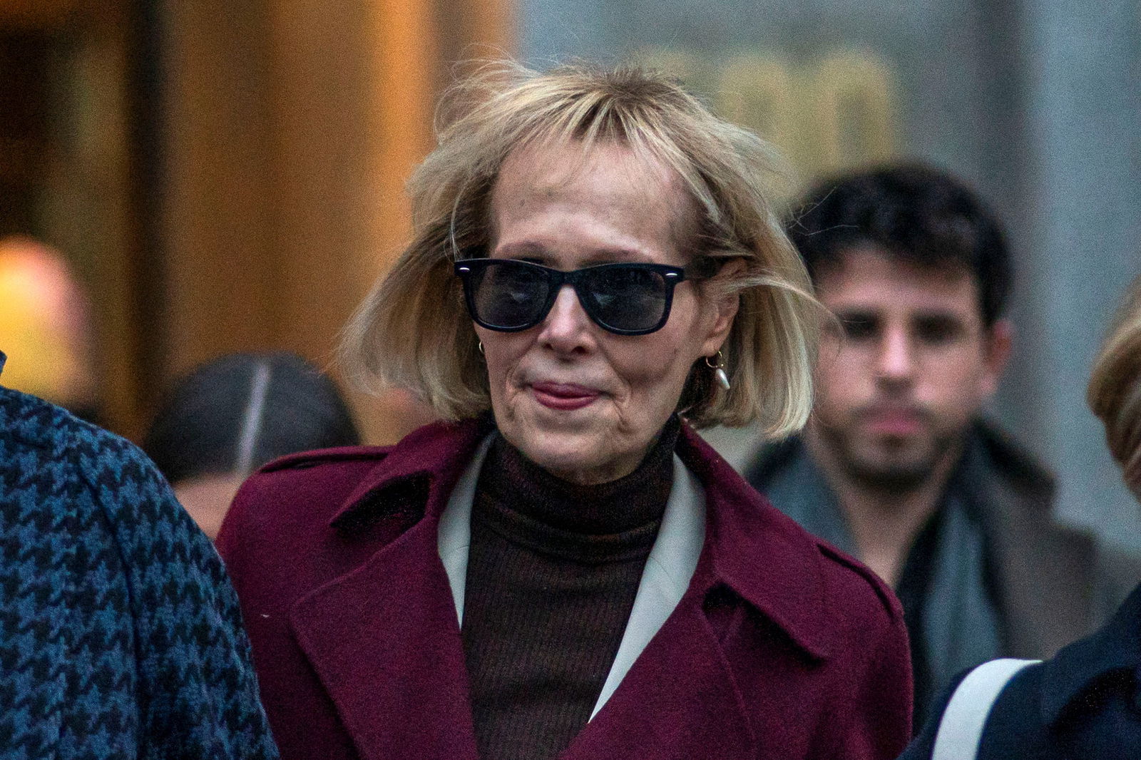 E. Jean Carroll exits Manhattan Federal Court, in the second civil trial after she accused former U.S. President Donald Trump of raping her decades ago, in New York City, U.S., January 18, 2024. 