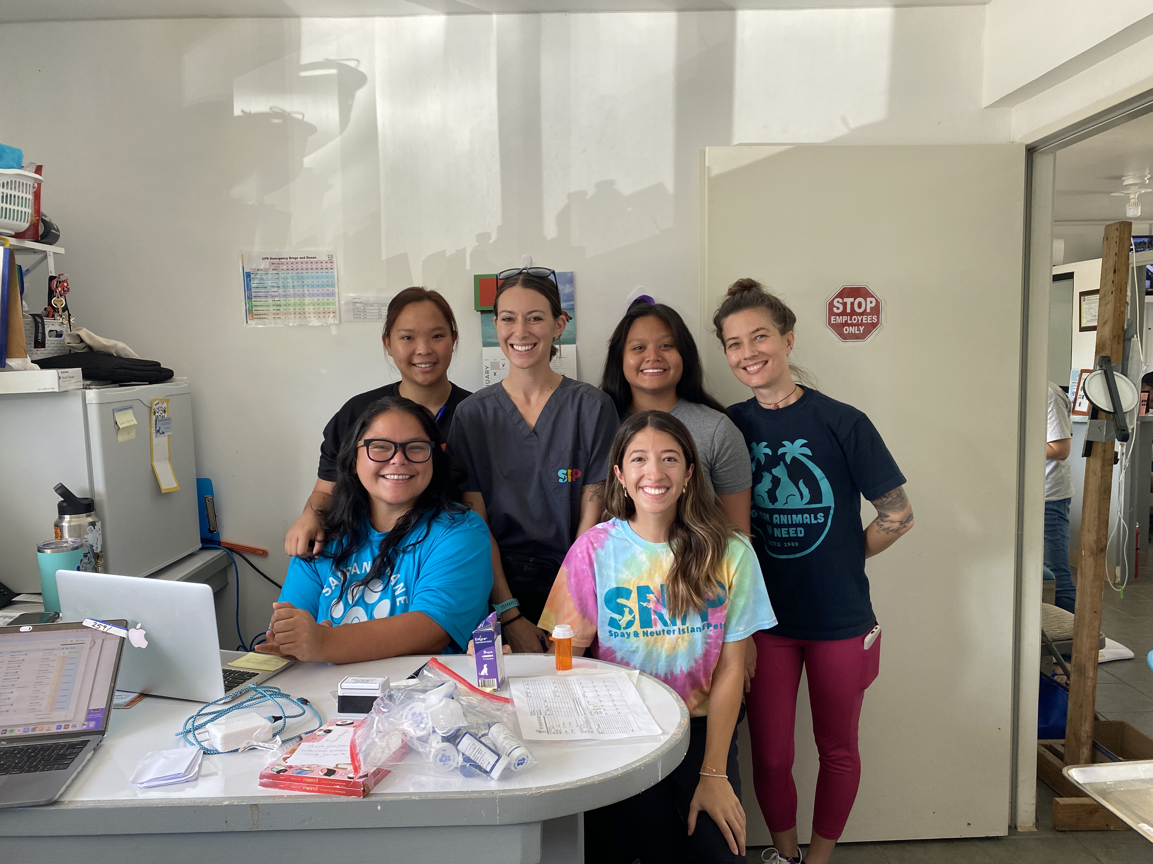 Guam Animals In Need Executive Director Allison Hadley was recently on island to collaborate with the Saipan Humane Society and the Saipan mayor’s Dog Control Program. From left, back row, Ruby Ma, SHS clinic manager; Lauren Cabrera, SHS president; Jehnifer Villagomez, SHS staff member; Allison Hadley, GAIN executive director. Front row, from left, Guadalupe Attao, SHS deputy executive director, and Amber Estupinian, SHS staff member.