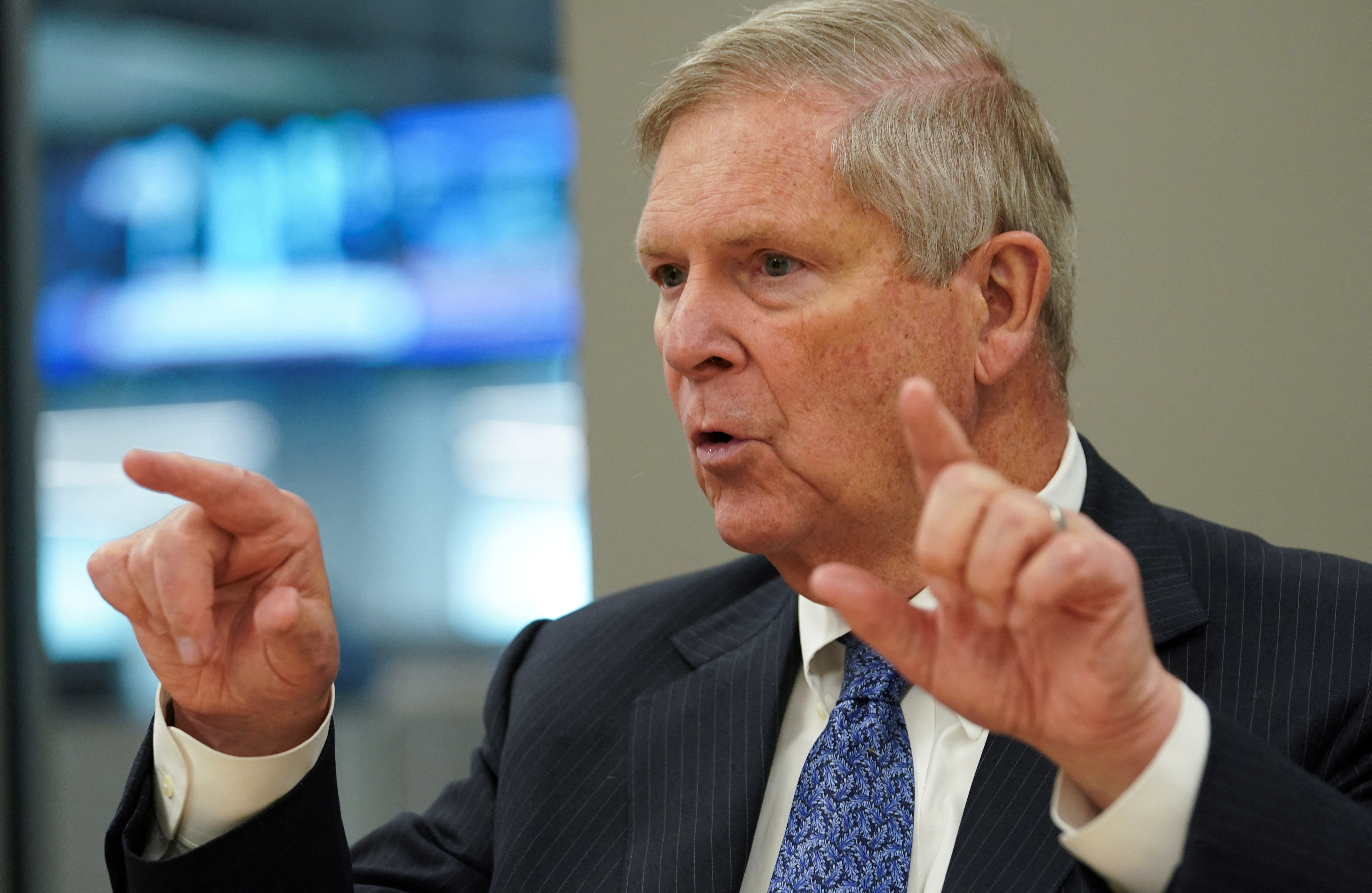 U.S. Agriculture Secretary Tom Vilsack speaks during an interview with Reuters reporters in Washington, U.S., November 29, 2023. 