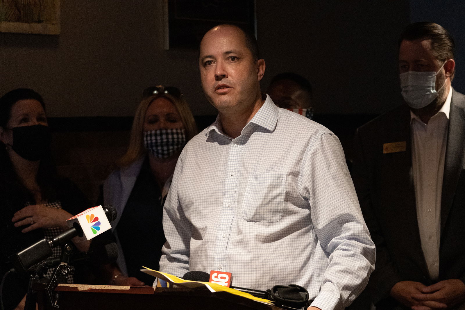 Georgia Attorney General Chris Carr speaks at a news conference about the state's Election Integrity Law on April 10, 2021, in Marietta, Georgia. (Megan Varner/Getty Images/TNS)