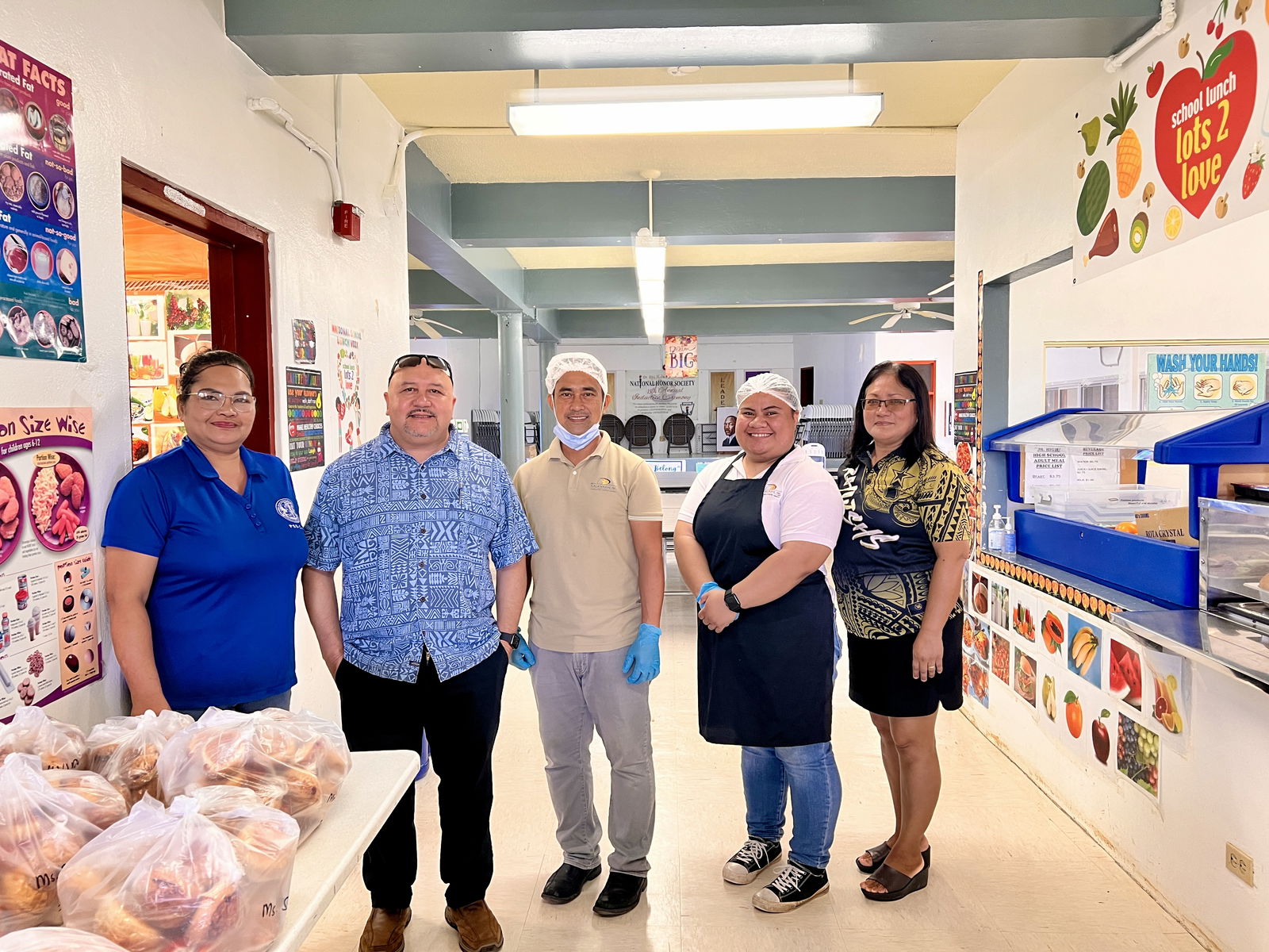 Dr. Rita Hocog Inos Junior-Senior High School’s Child Nutrition Program and food service provider were visited by Dr. Lawrence F. Camacho, the newly appointed education chief, and Principal Annette Calvo.