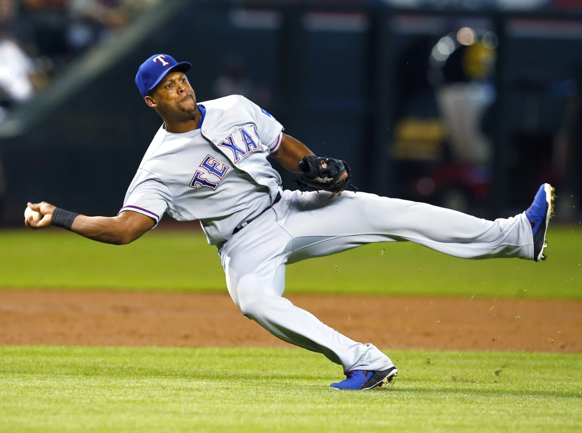 Texas Rangers third baseman Adrián Beltré throws during a game against the Arizona Diamondbacks on July 31, 2018 in Phoenix.