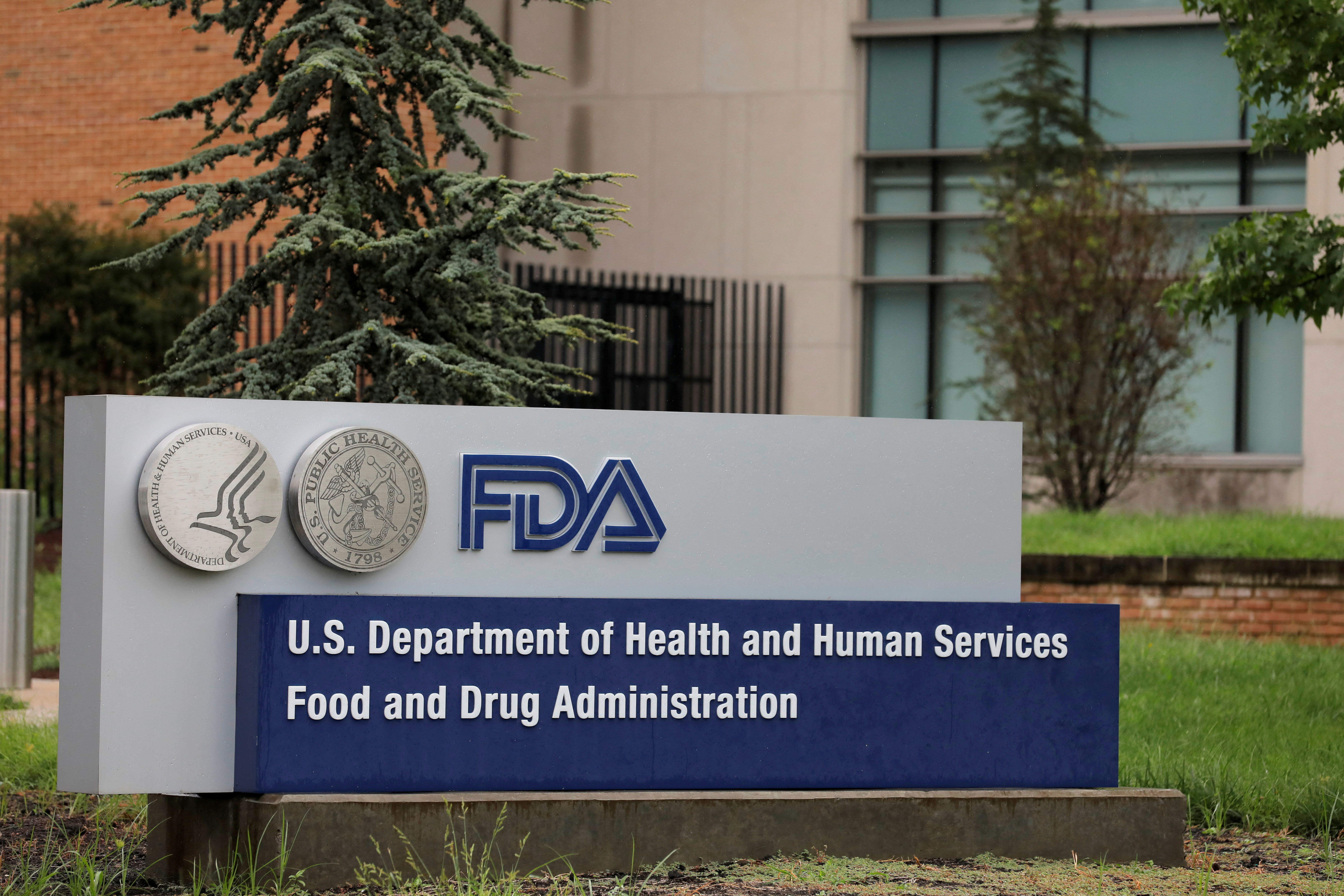 Signage is seen outside of the Food and Drug Administration (FDA) headquarters in White Oak, Maryland, U.S., August 29, 2020. 