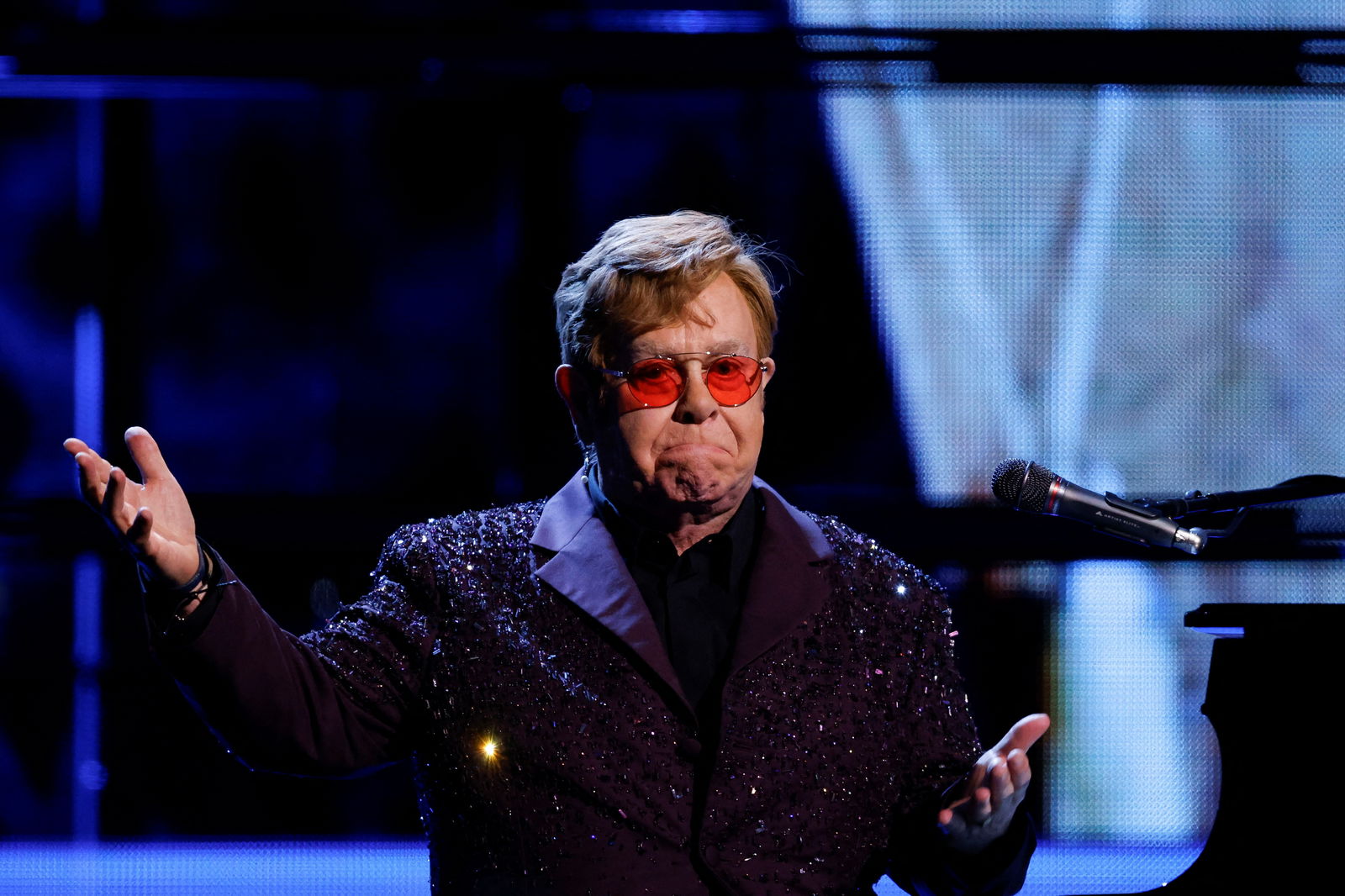 Elton John performs during the 38th Annual Rock & Roll Hall of Fame Induction Ceremony in Brooklyn, New York, U.S., November 3, 2023.