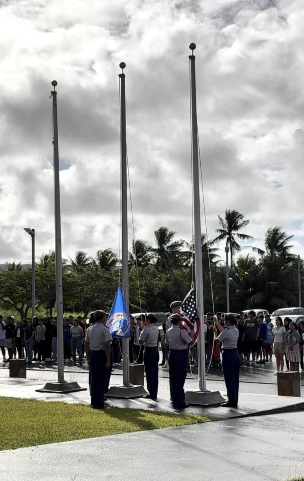 The second block cadets take charge of the flag ceremony.
