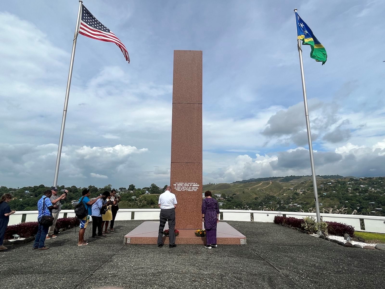 Congresswoman Amata participates in a wreath-laying ceremony at the American War Memorial to honor the service of heroes who fought to secure the nation’s freedom.