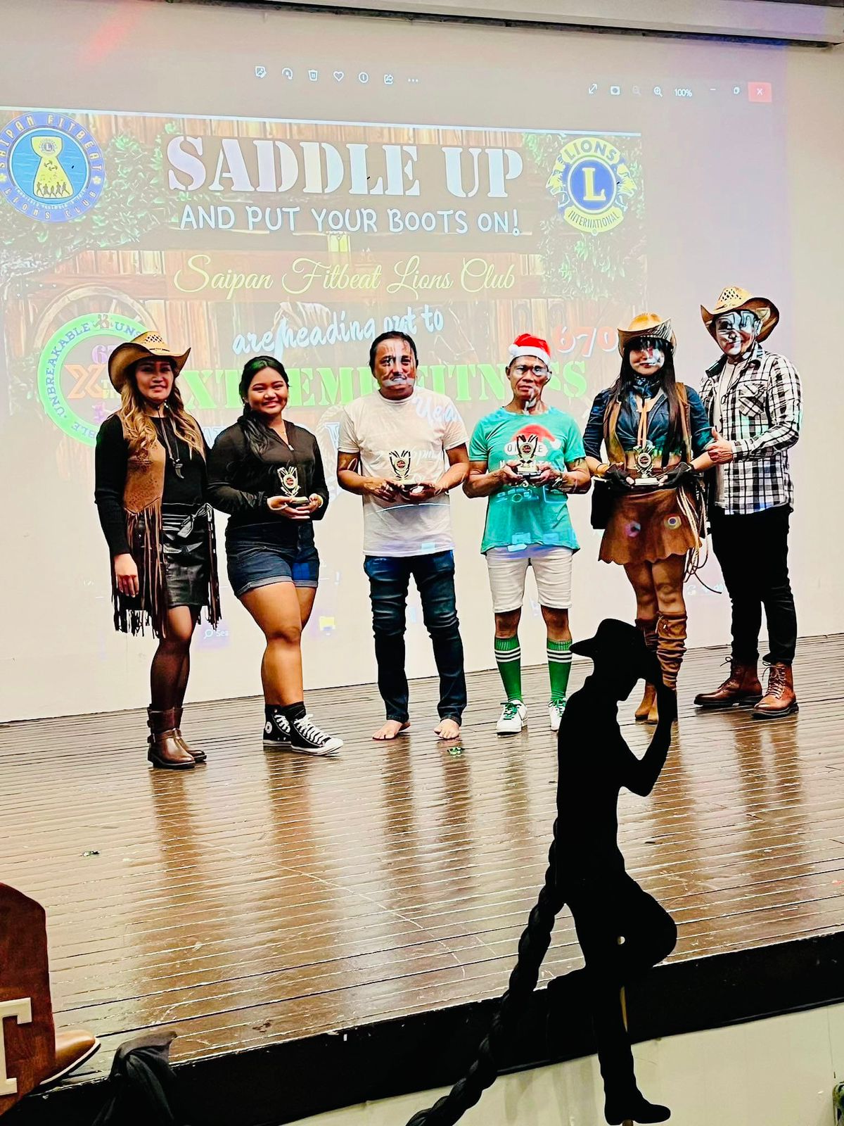 From left: Instructor Zin Mitch Olita, Trishtonhy Jean Duarte (Zumba kids shadower), John Mark Cadion (shadower for all categories), Rodolfo Irabon (Zumba Gold shadower), Jhoy Ortiz Revilla (shadower for all categories), and Coach Angelo Galfo.