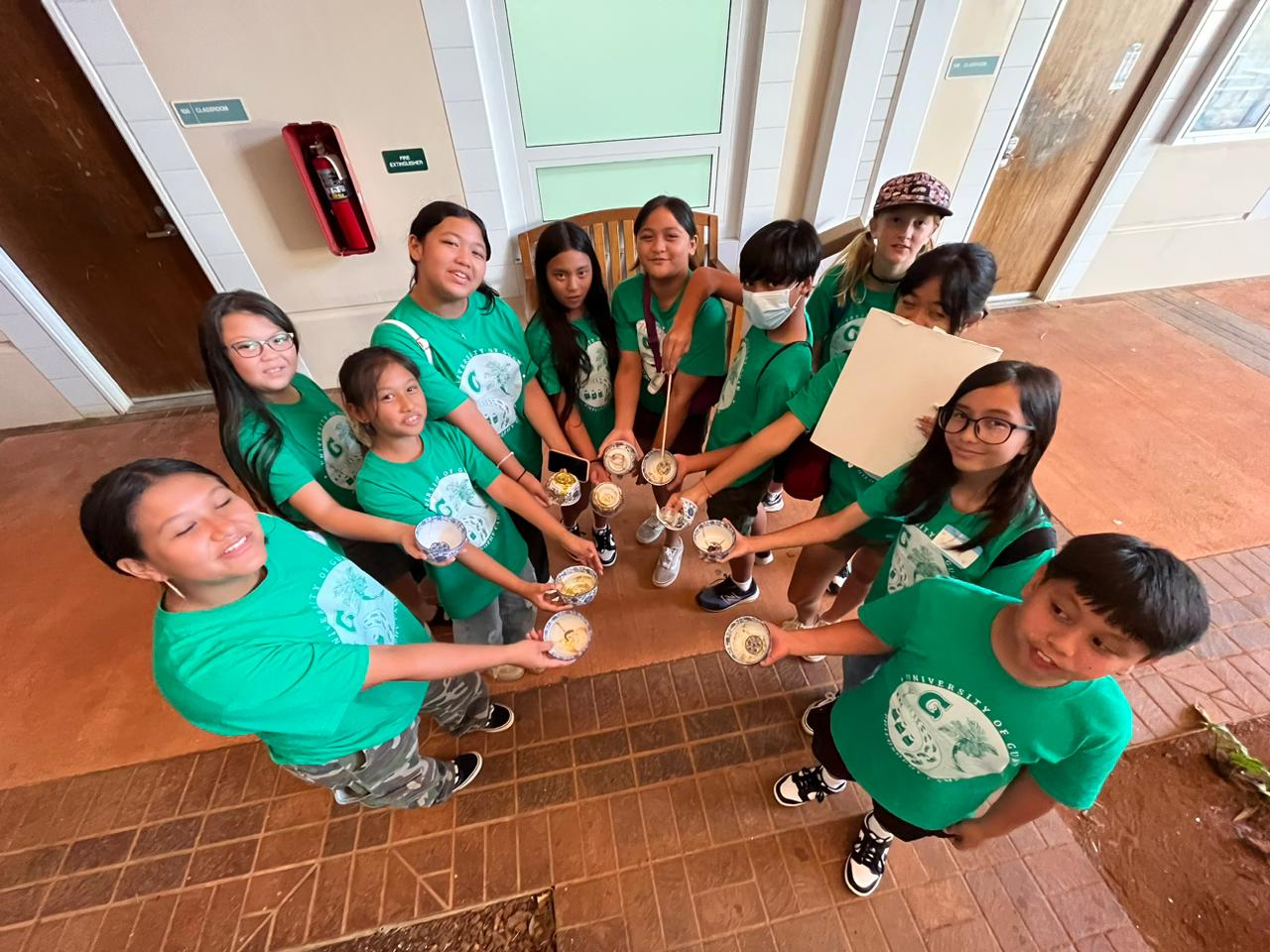 Participants of the “Our Island, Our Future” youth camp gather to show their “kintsugi” projects after discussing the value of imperfection and the beauty of used objects.  UOG’s Philosophy Program held the youth camp in December 2023 with the theme “Our Island, Our Future.”  