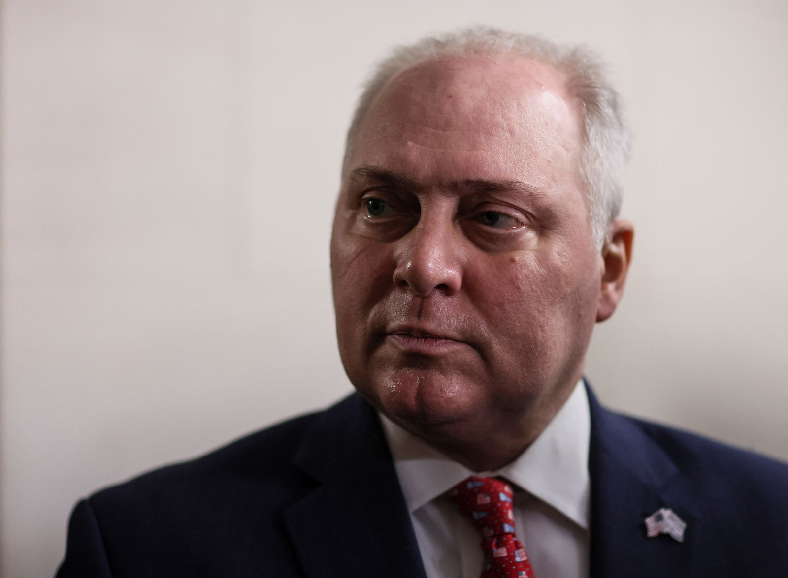 U.S. House Republican Majority Leader Steve Scalise (R-LA) faces reporters after House Republicans nominated U.S. Rep. Tom Emmer (R-MN) to be House Speaker at a House Republican conference meeting to choose a nominee at the U.S. Capitol in Washington, U.S., October 24, 2023. 