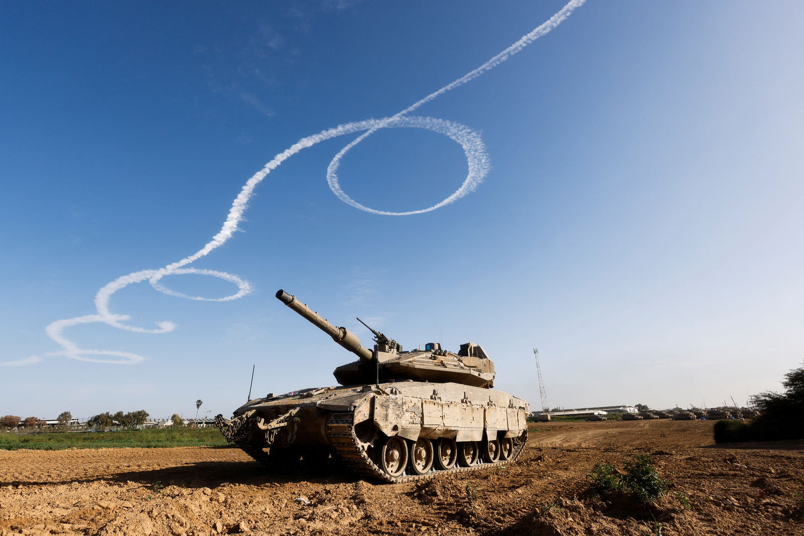 A tank stands near the border with the central Gaza, as the conflict continues between Israel and the Palestinian Islamist group Hamas, Israel January 22, 2024. 
