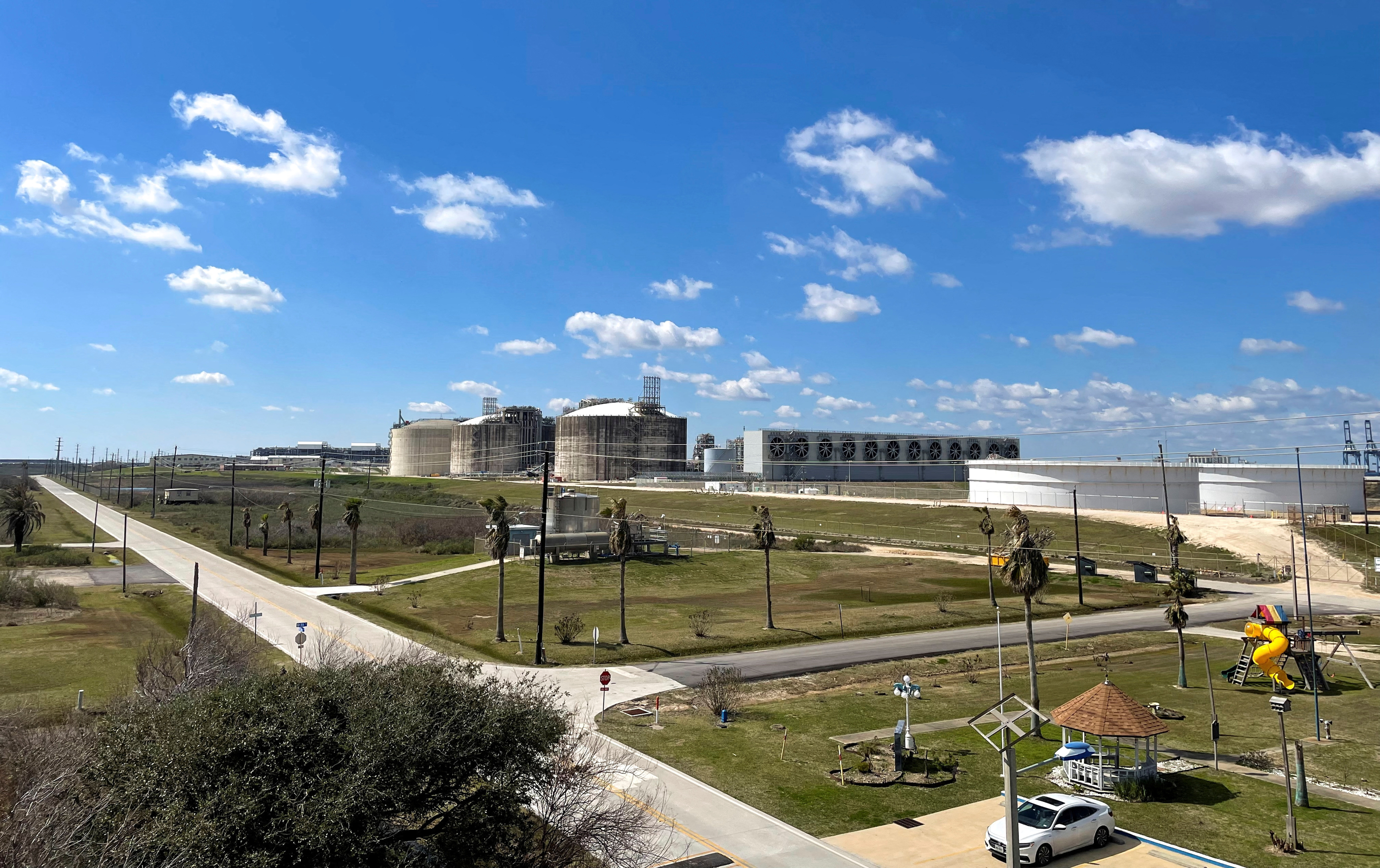 Storage tanks and gas-chilling units are seen at Freeport LNG, the second largest exporter of U.S. liquified natural gas, near Freeport, Texas, U.S., February 11, 2023. 