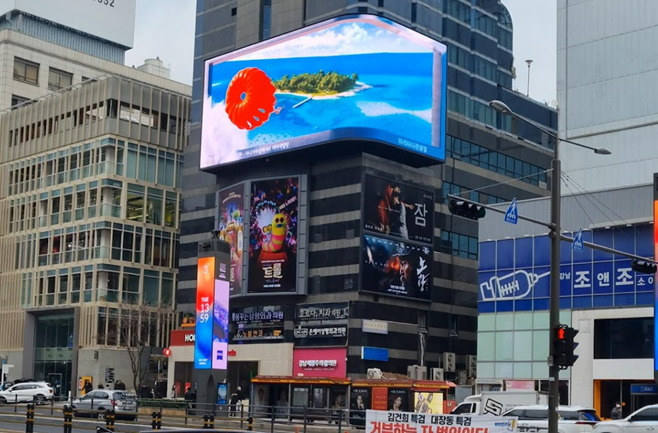 Digital ads promoting Saipan, Tinian and Rota are placed in apartment building elevators throughout Seoul, Korea, during Winter 2023.
