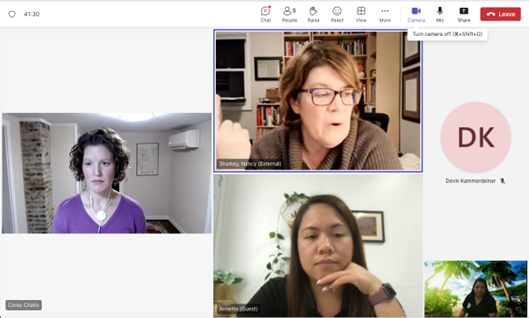 Federal SLDS team members Corey Chatis, left; and Nancy Sharkey, upper middle; Devin Kammerdeiner, upper right; with CNMI SLDS team’s Dr. Annette Pladevega Sablan, lower Middle; and Jeaniffer Cubangbang, lower right.